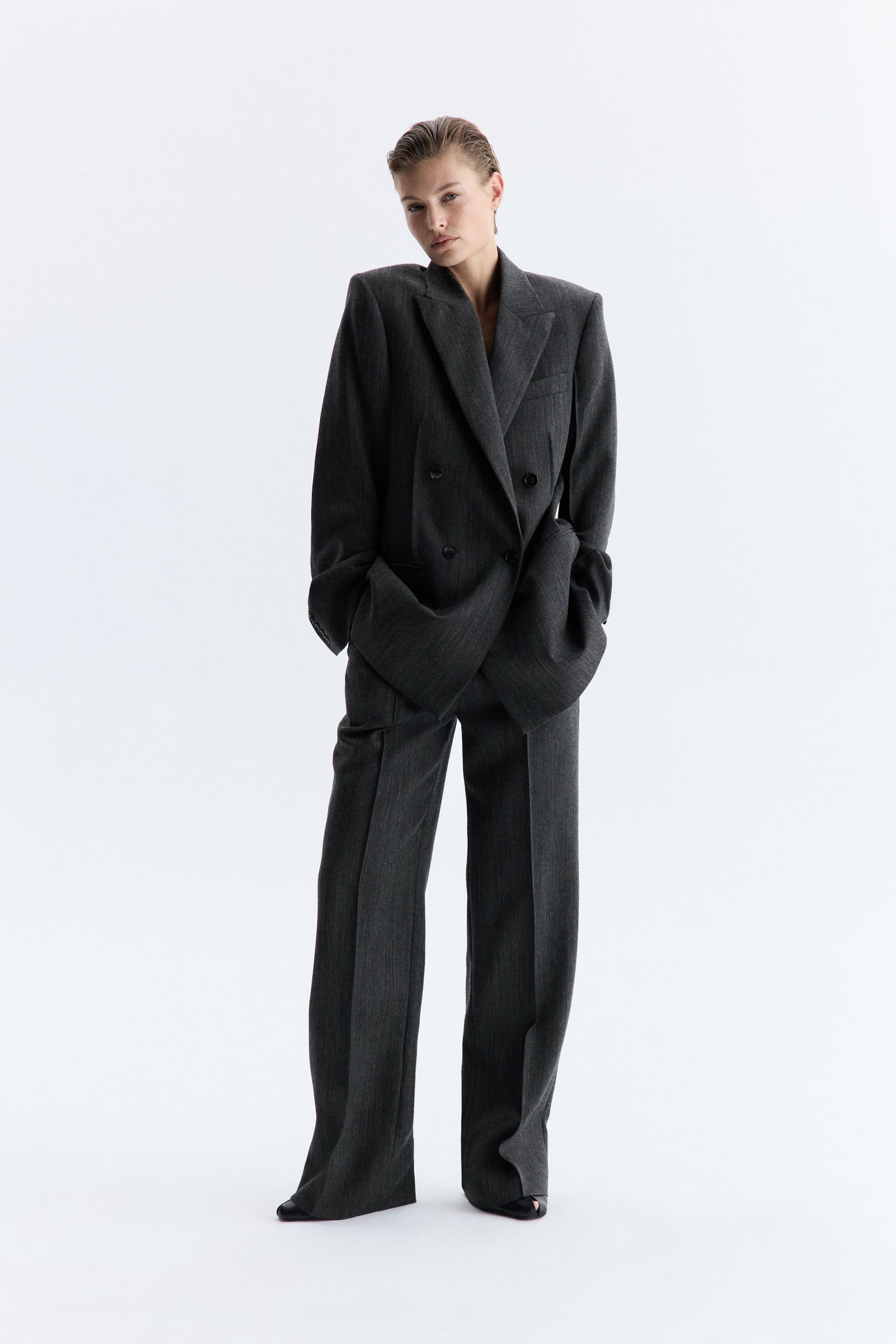 Tailored wool trousers - Dark grey - 8