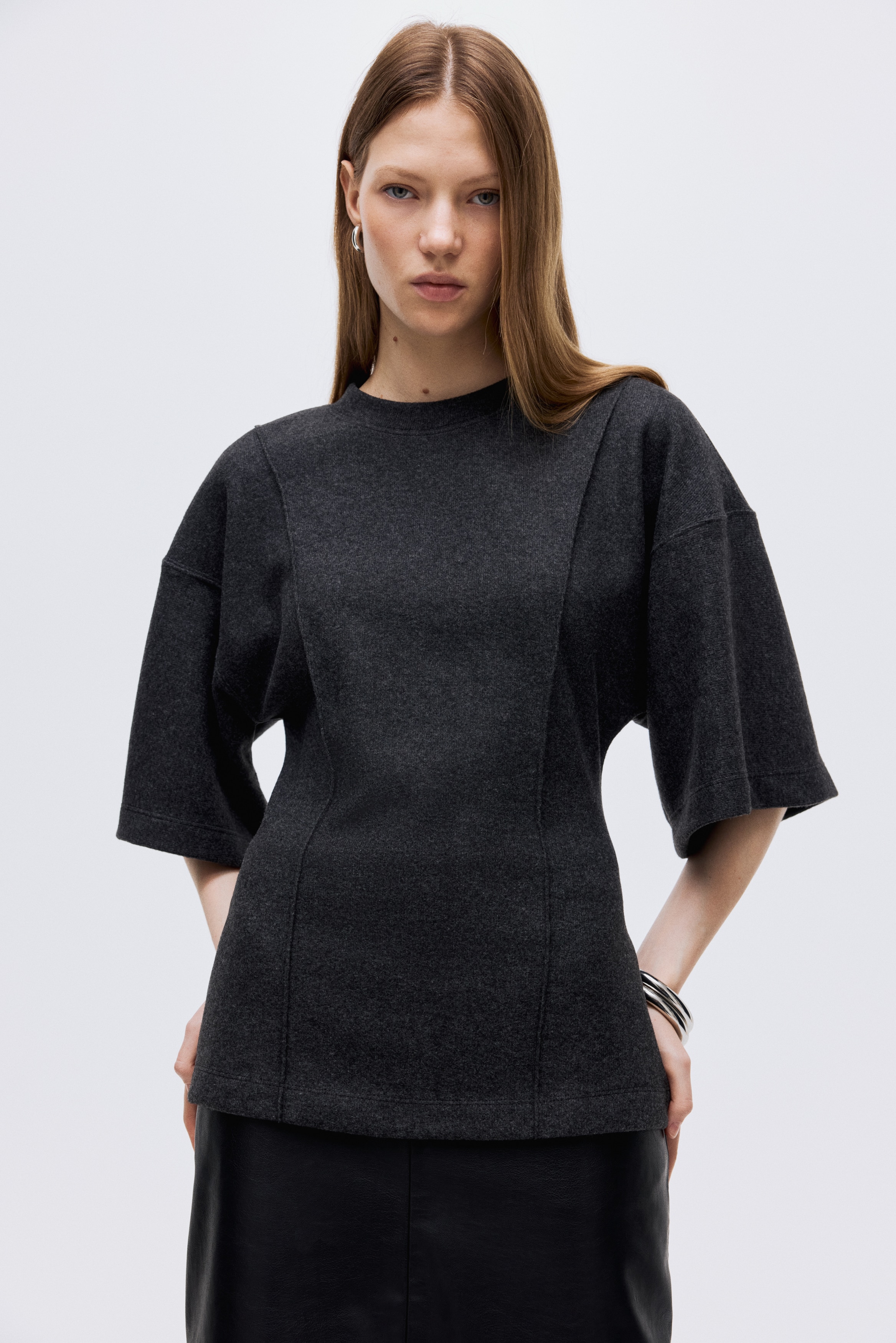 H & M - ルーズフィット ファインニットトップス - ブラック