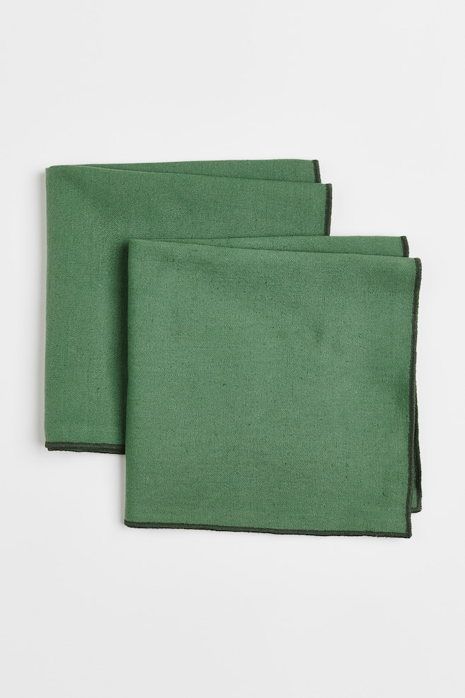 2-pack Linen-blend napkins - Green - 4
