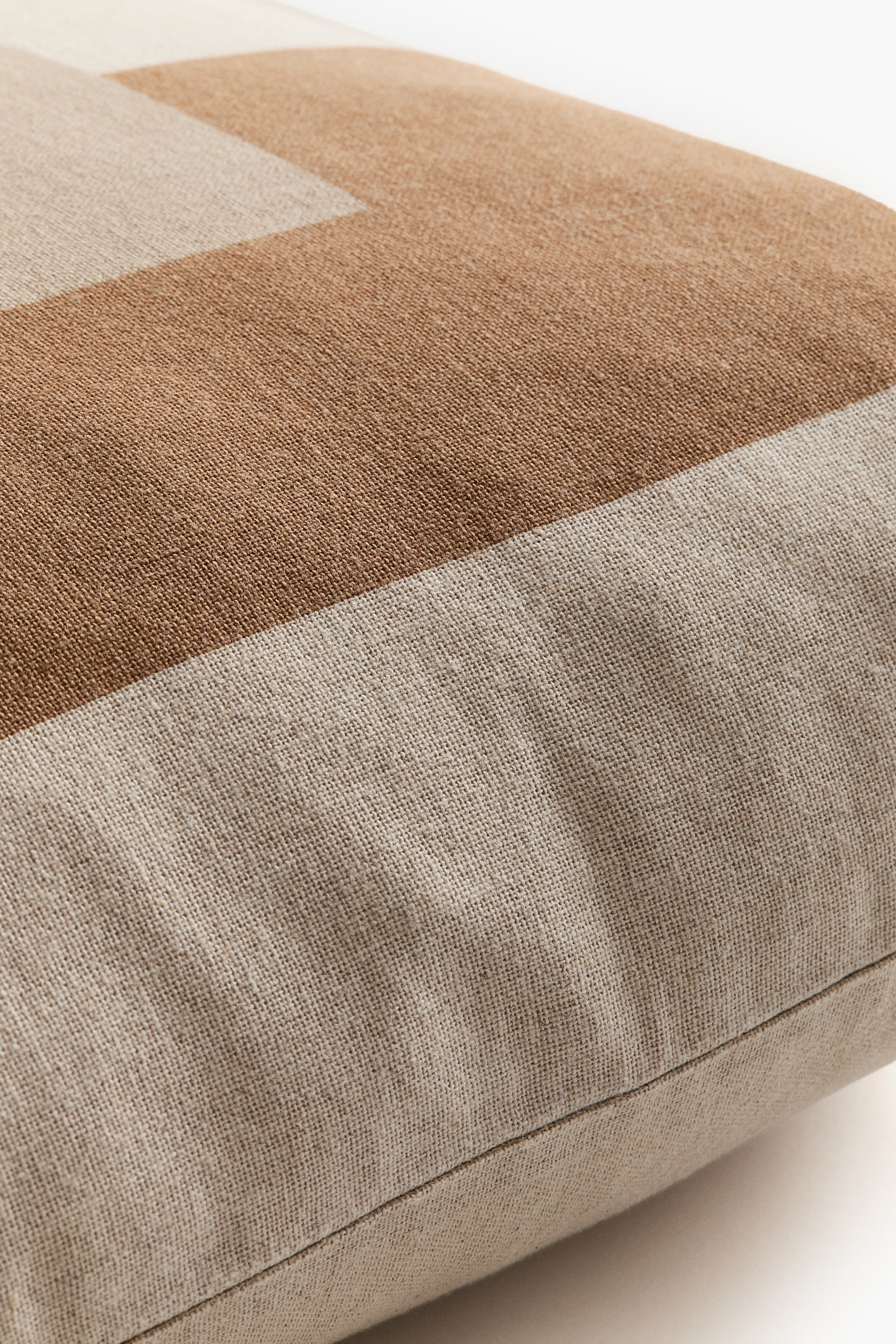 Linen-blend cushion cover - Beige/Brown/Sage green/Beige - 3