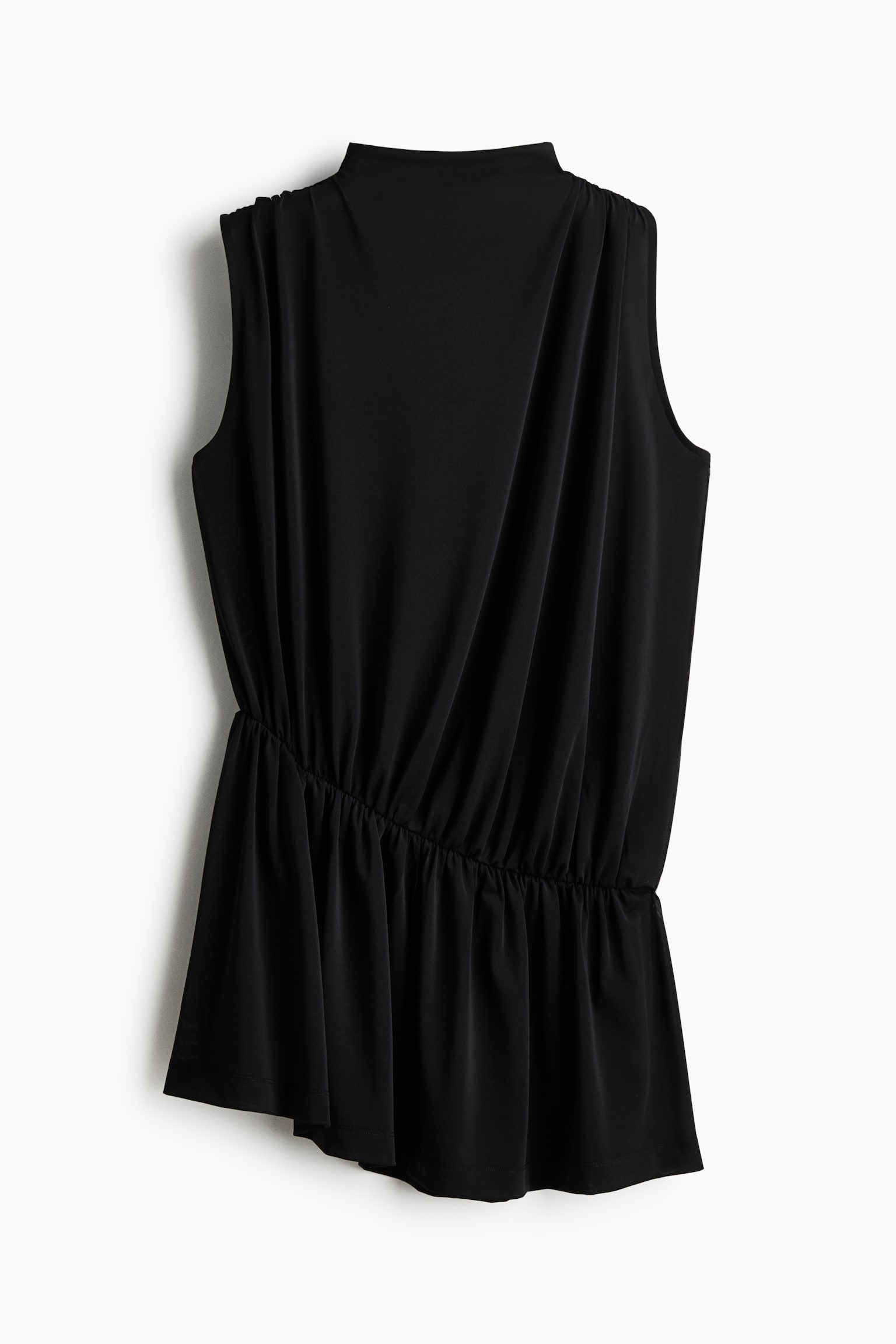 Asymmetrisk top med drapering - Sort - 1