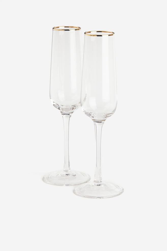 2-pak champagneglas - Klart glas/Guld - 1