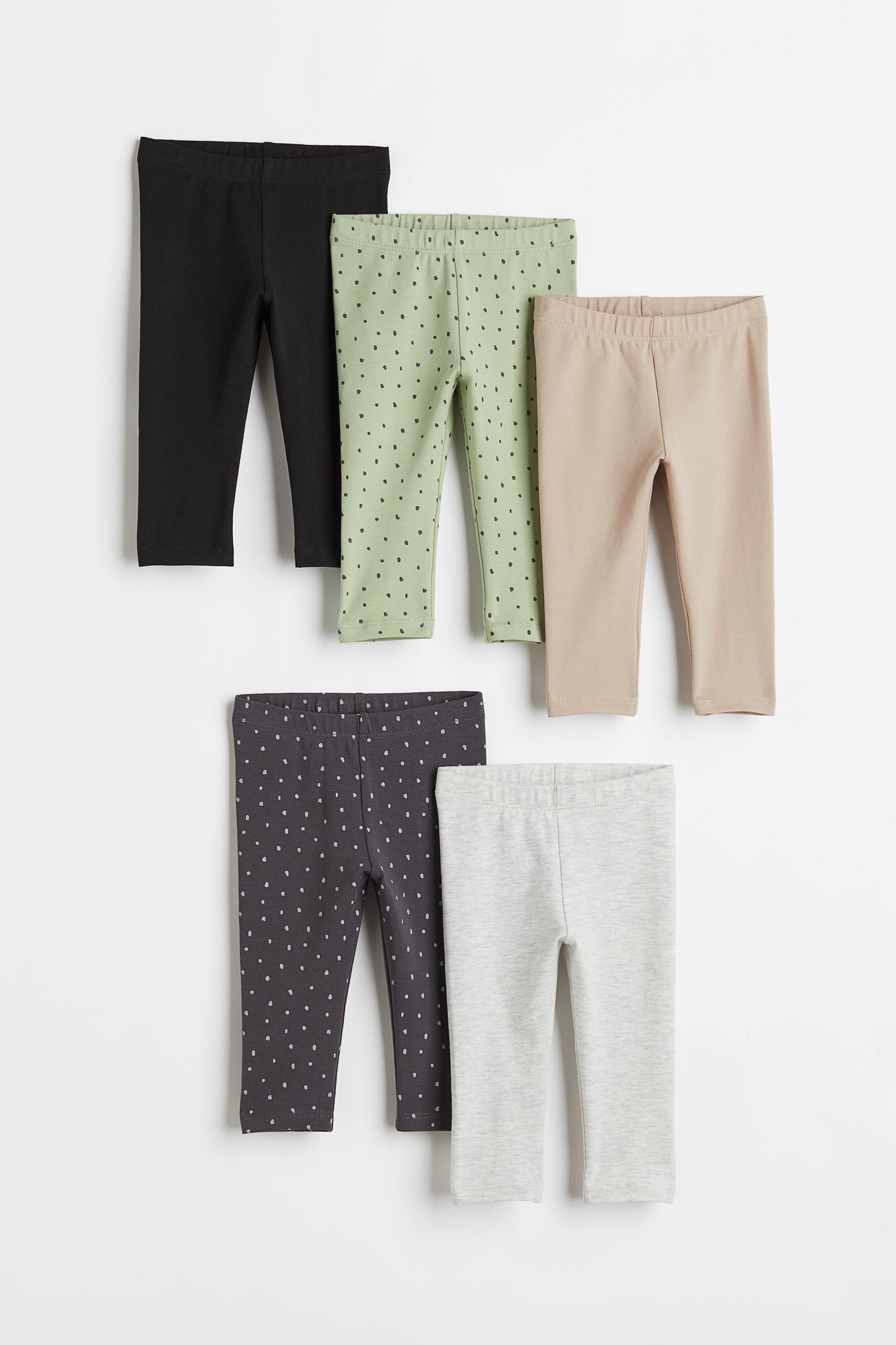 View larger image: 5-pack leggings - Light green/Spotted - Kids | H&M 1