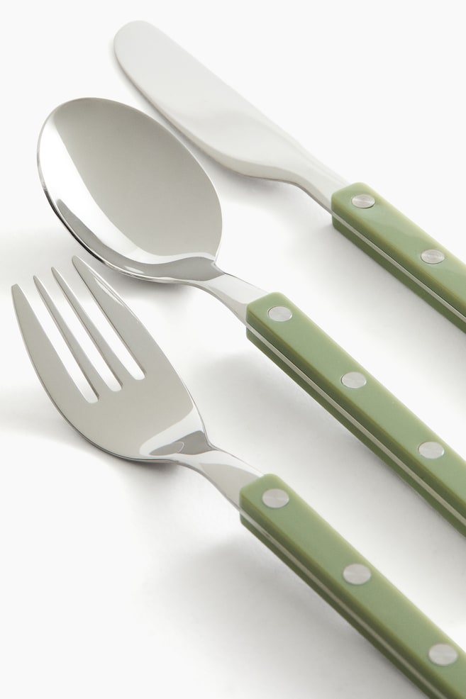 3-piece children’s cutlery set-Light green - 3