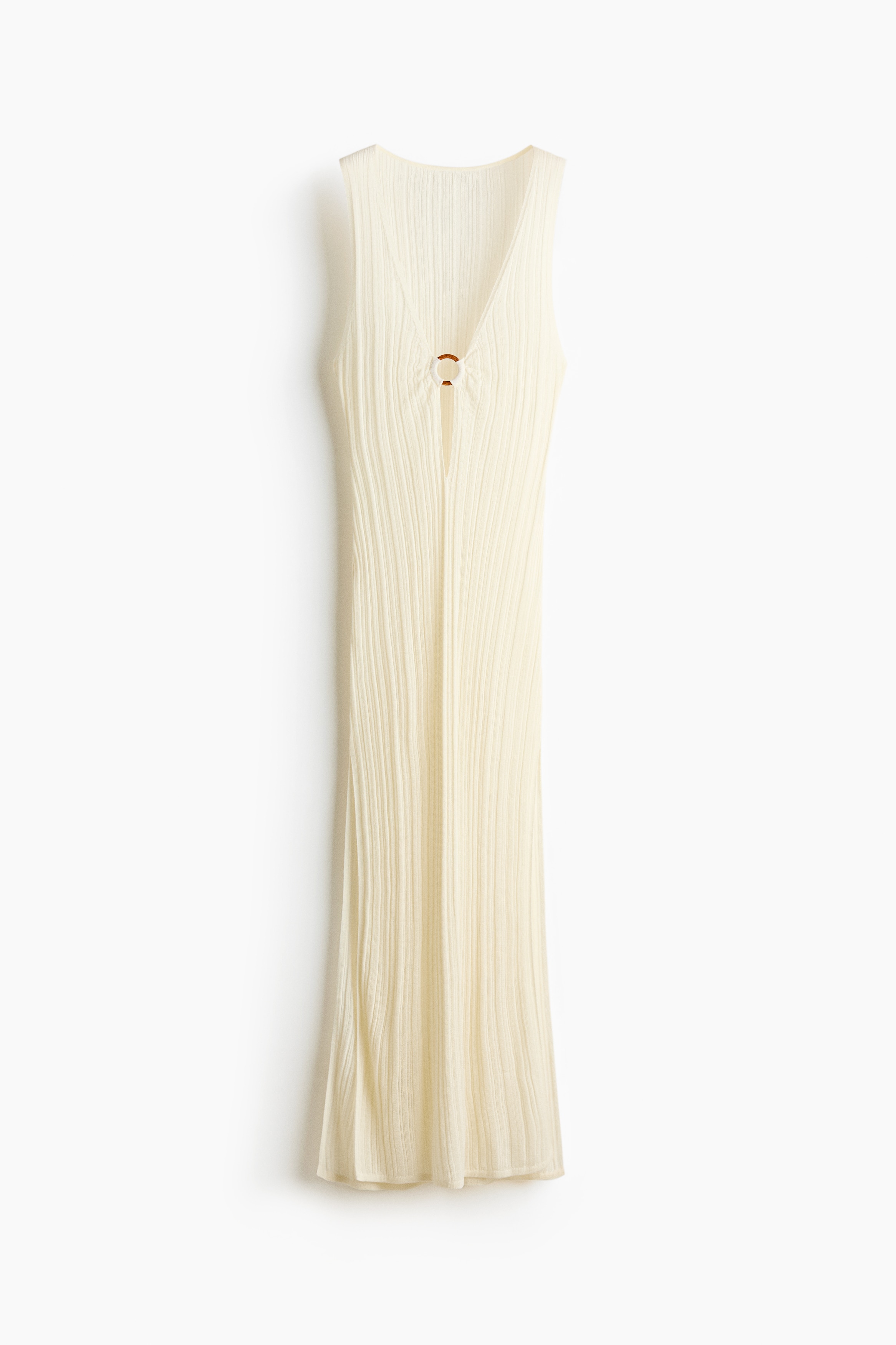 Rib-knit beach dress - Cream/Dark brown