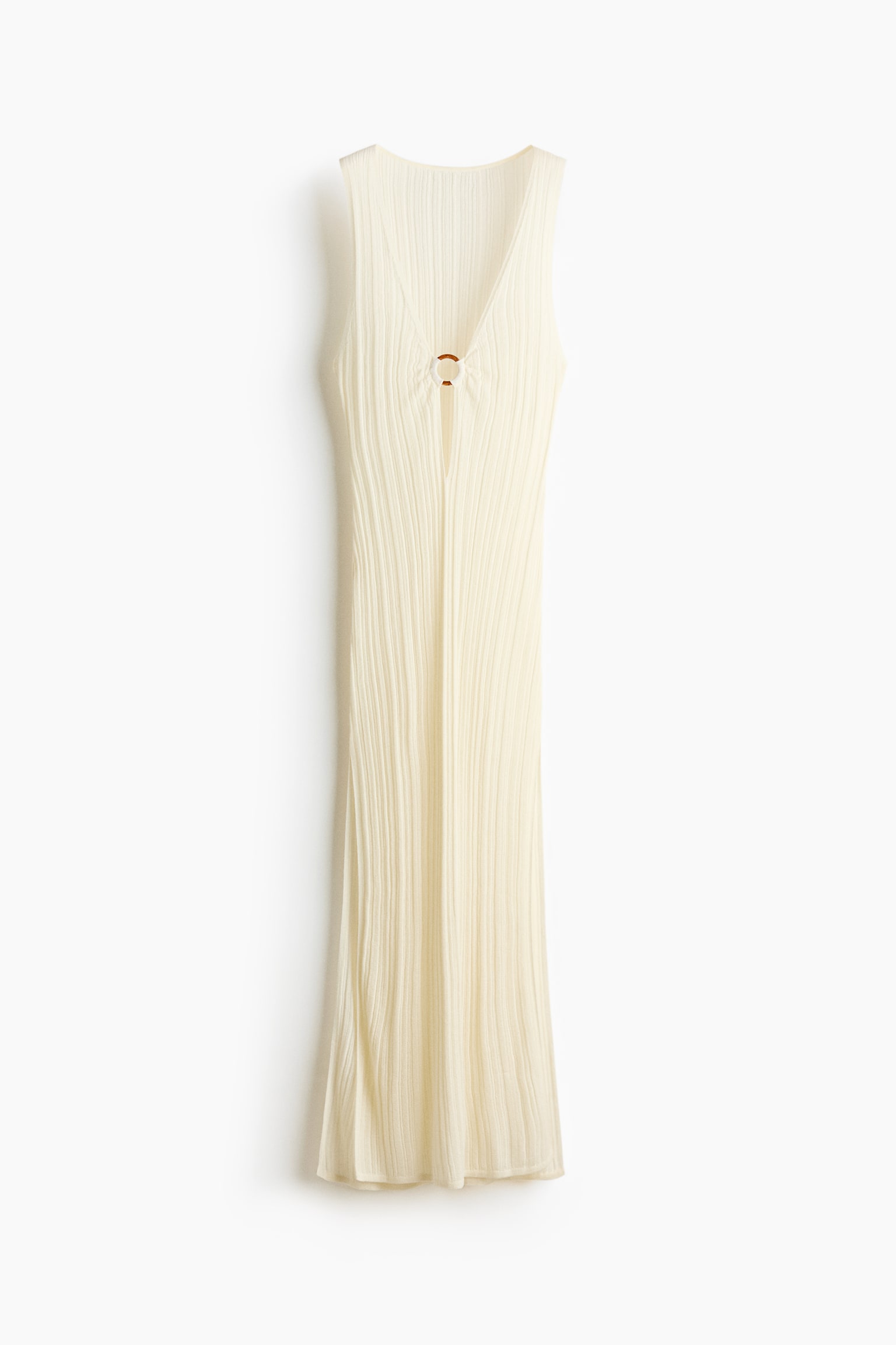 Rib-knit beach dress - Cream/Dark brown - 2
