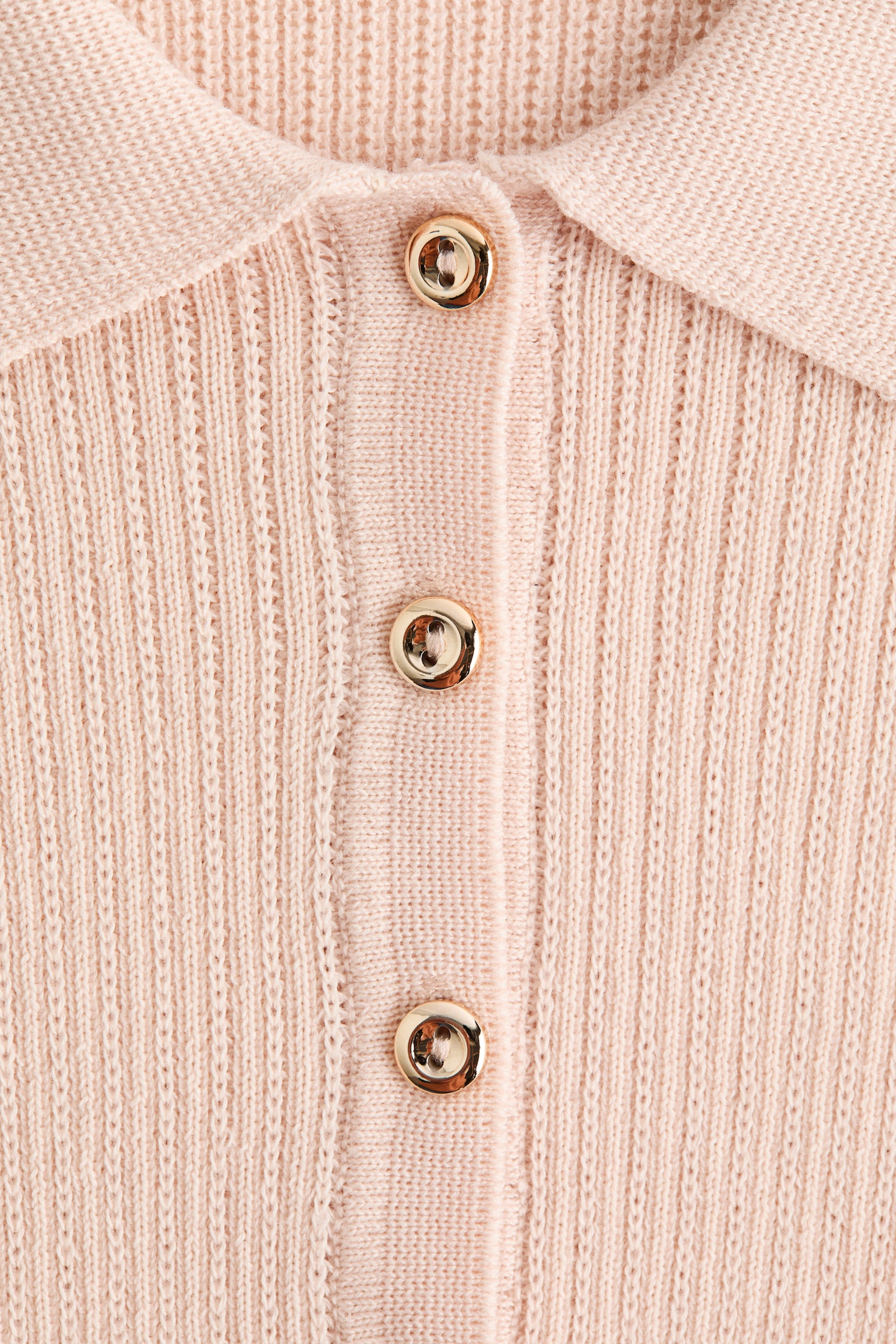 Женский топ H&M Rib-Knit with Collar, цвет: Пудрово-розовый — фото 6