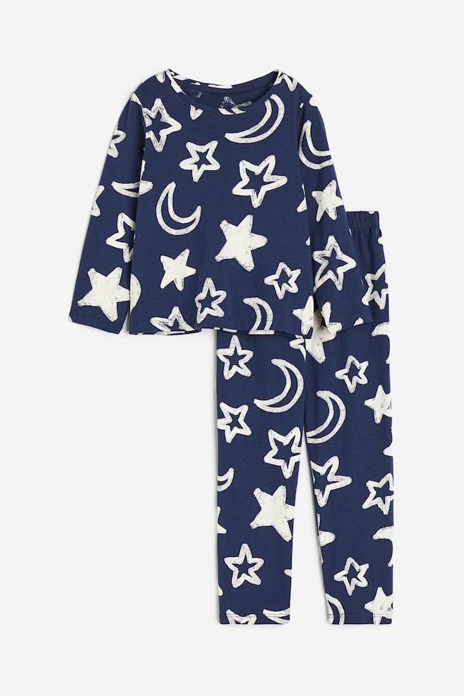 Pyjama en jersey - Bleu foncé/étoiles/Blanc/dinosaures - 1