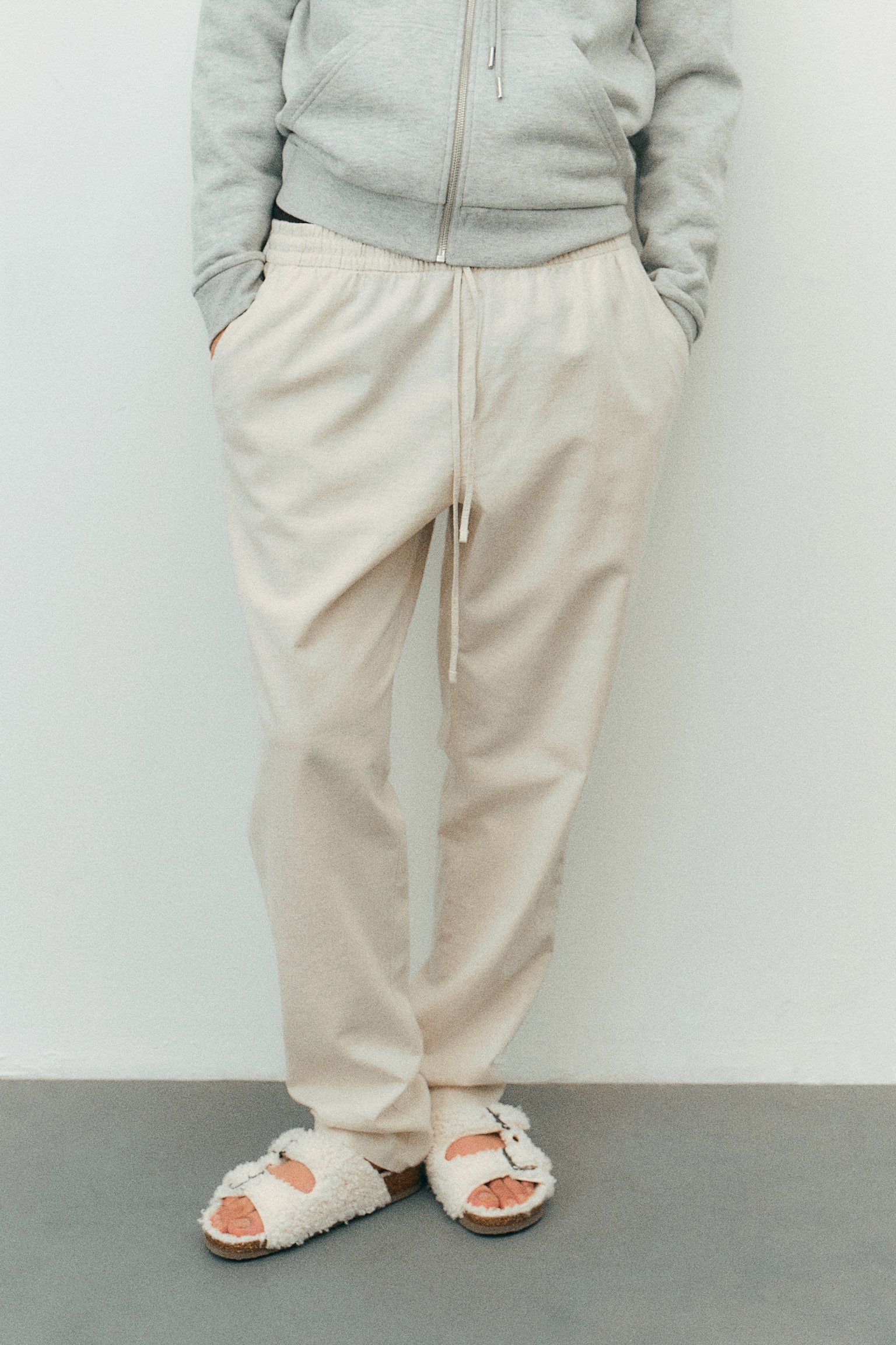 Linen-blend joggers - Light beige/Beige/Striped/Black/Navy blue/Khaki green/Light blue - 5