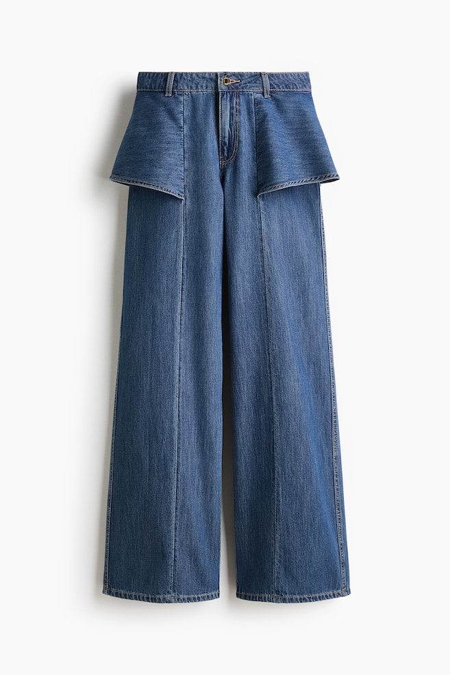 Wide High Waist Jeans - Denim blue - 1