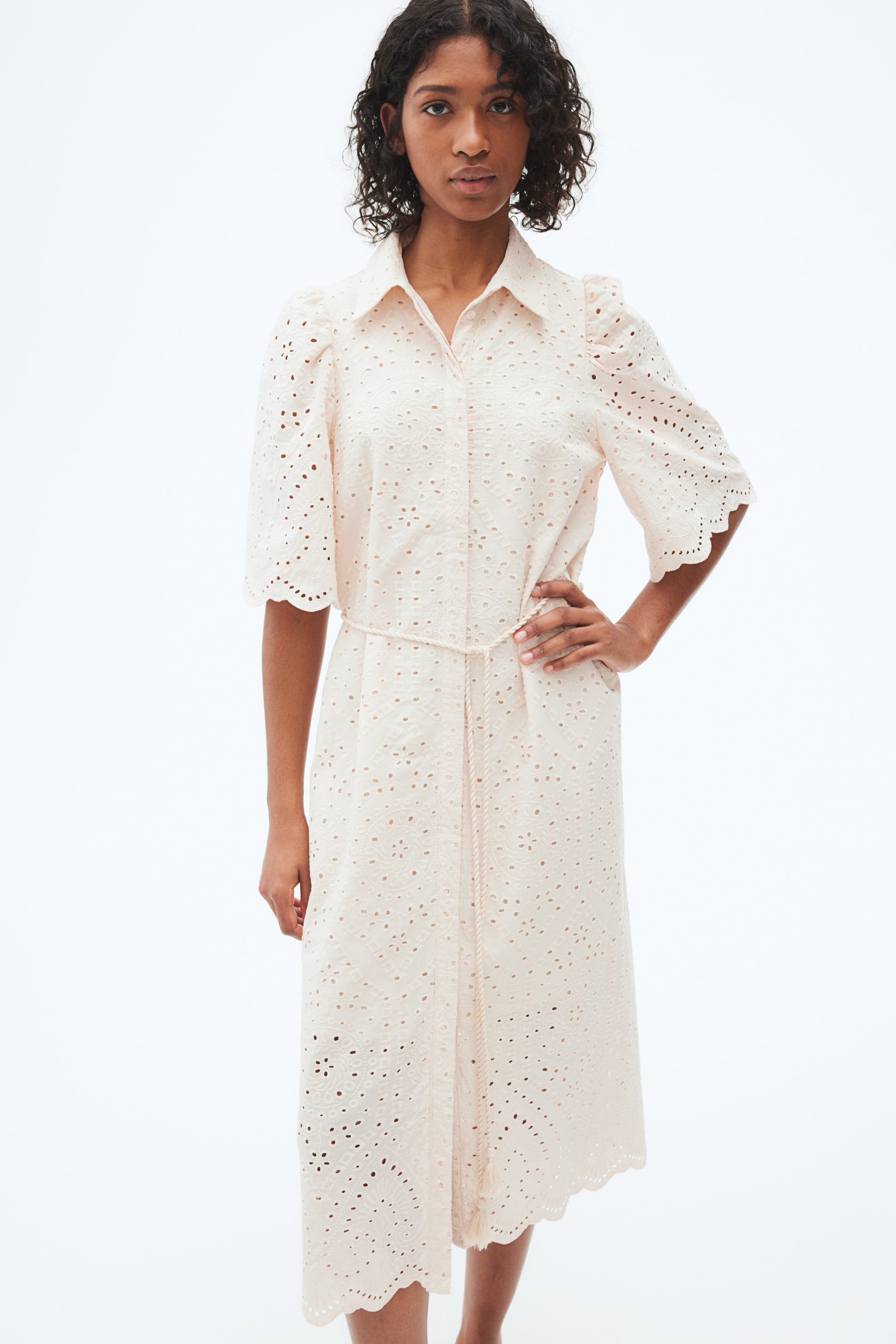 Eyelet Embroidered Shirt Dress