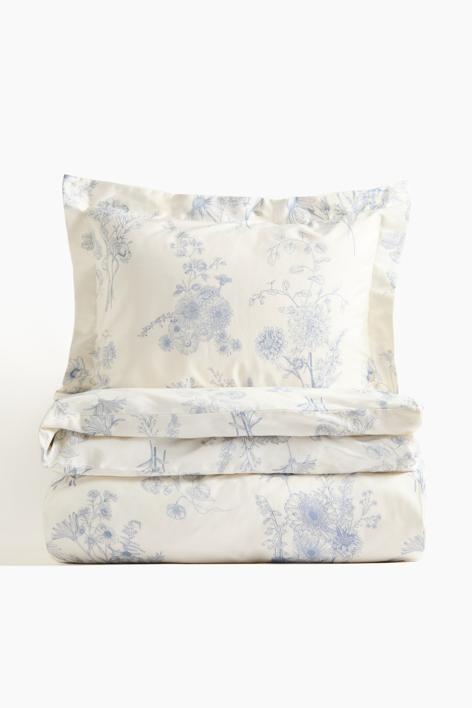 Cotton Sateen Twin Duvet Cover Set - Light blue/floral - 1