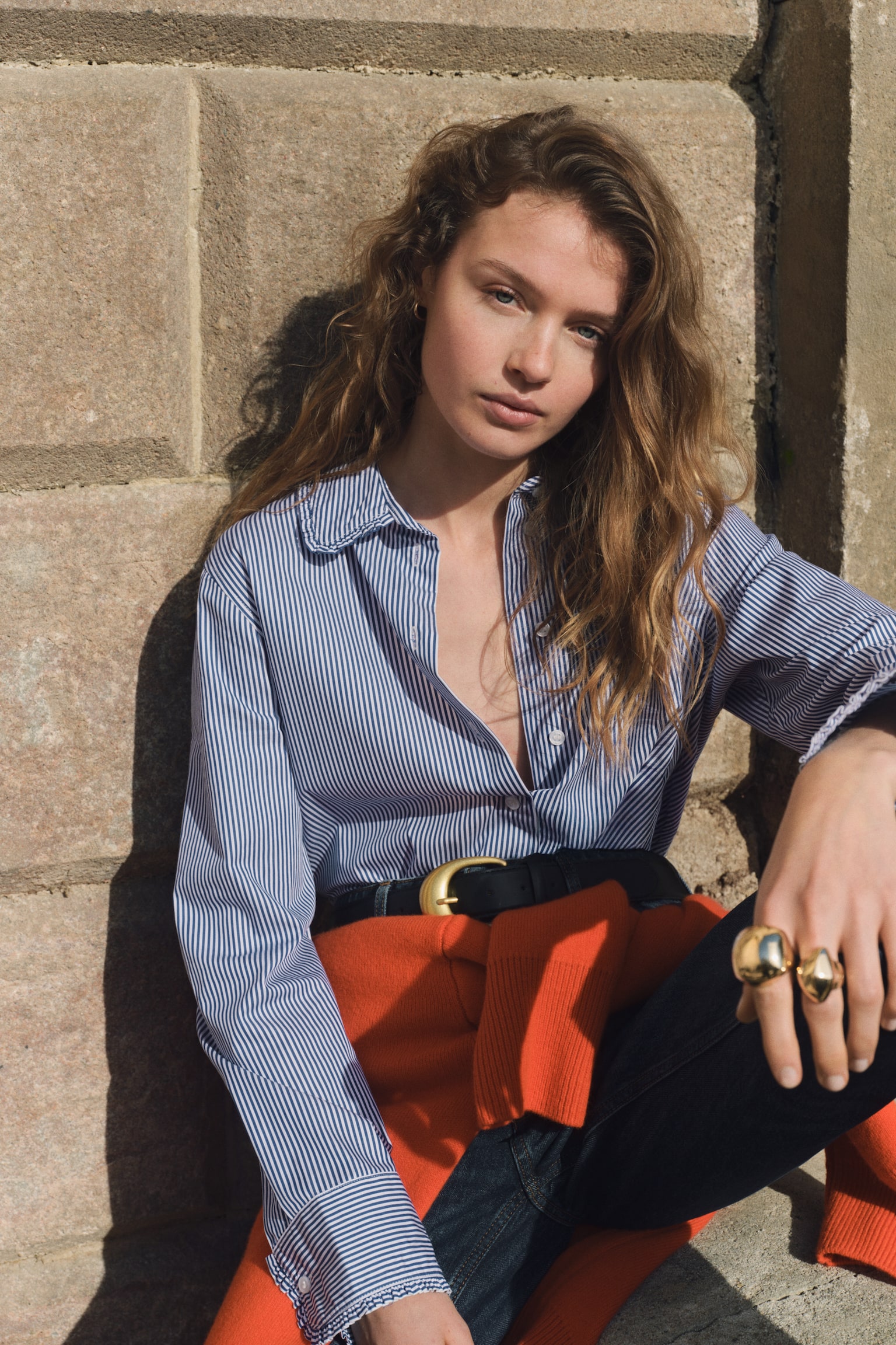 Cotton poplin shirt - Blue/Striped - 1