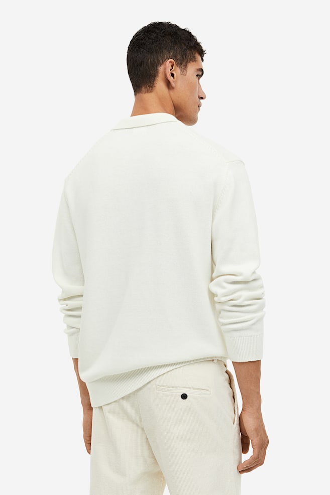 Regular Fit Cotton polo shirt - Cream/Black - 5