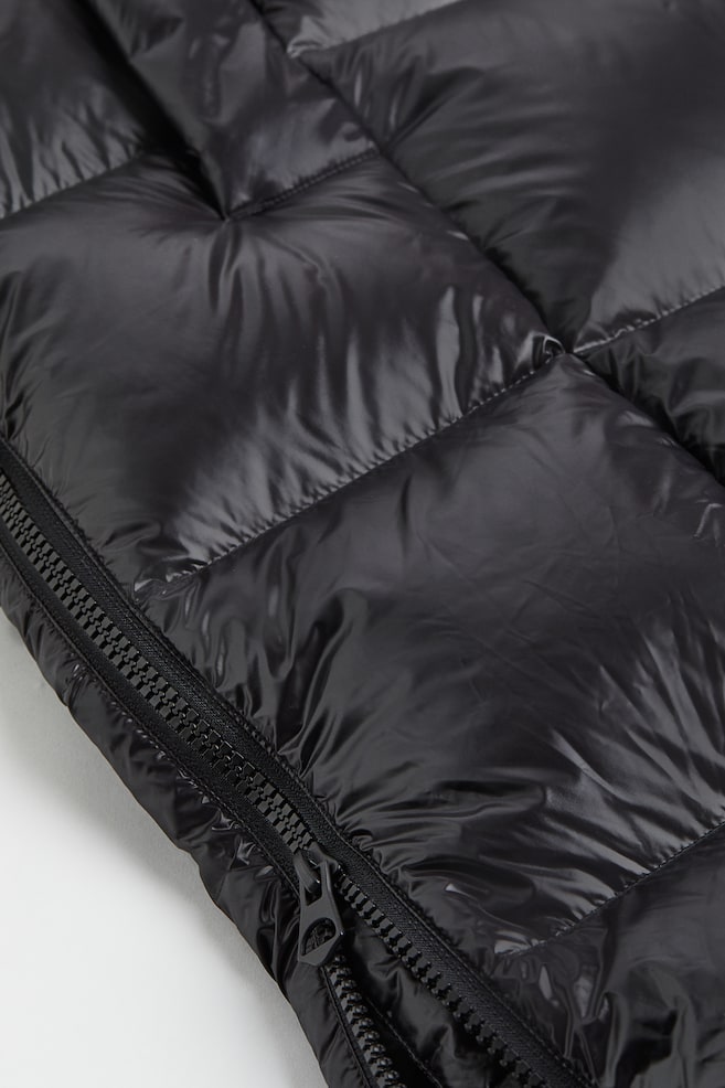 Oversized hooded down coat - Black/Dark brown - 5