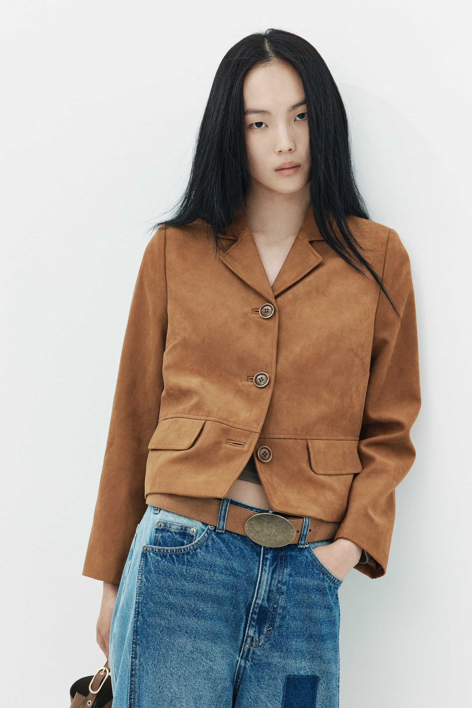 Single-Breasted Jacket - Dark beige - 1