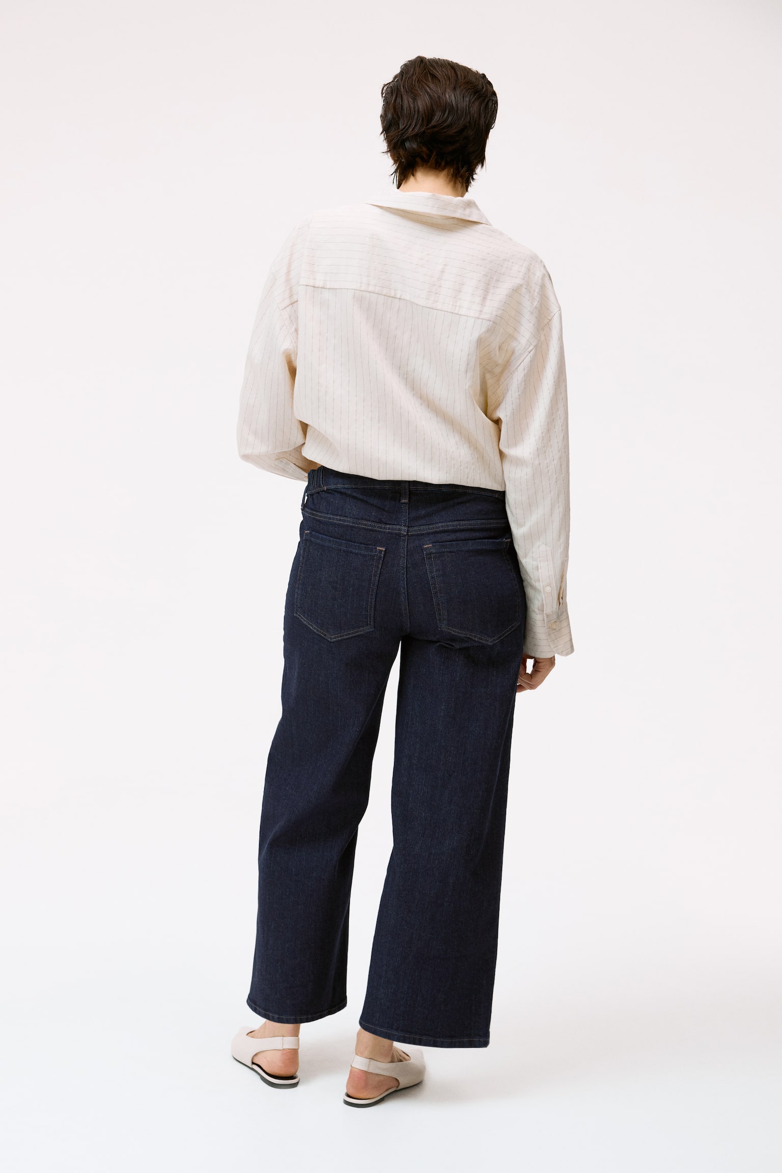 Женские джинсы H&M Mama Wide Low Waist Ankle, цвет: Тёмный джинсовый синий — фото 4