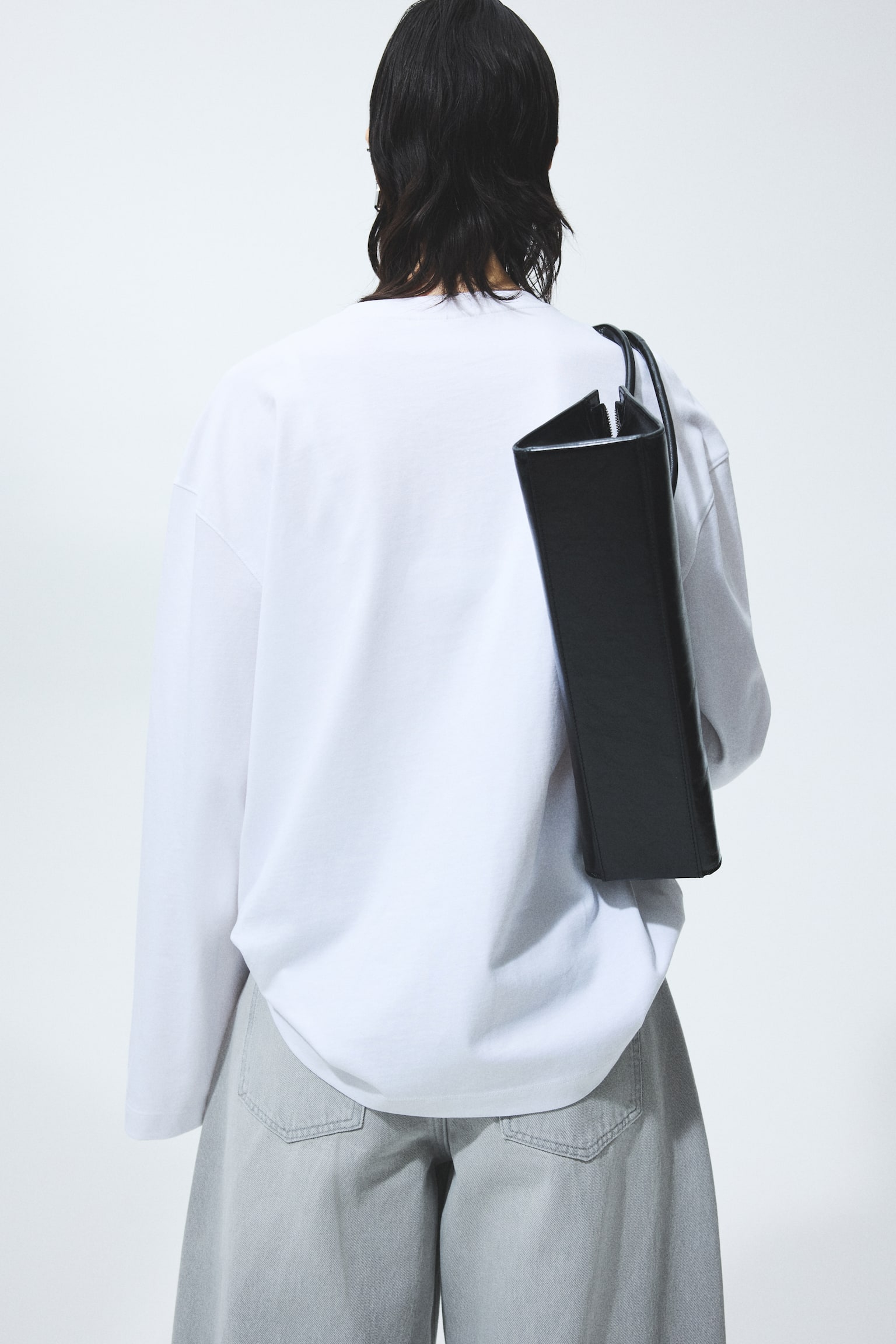 Dżersejowy top oversize - Biały/Les Nuits/Jasnoszary melanż/New York - 4