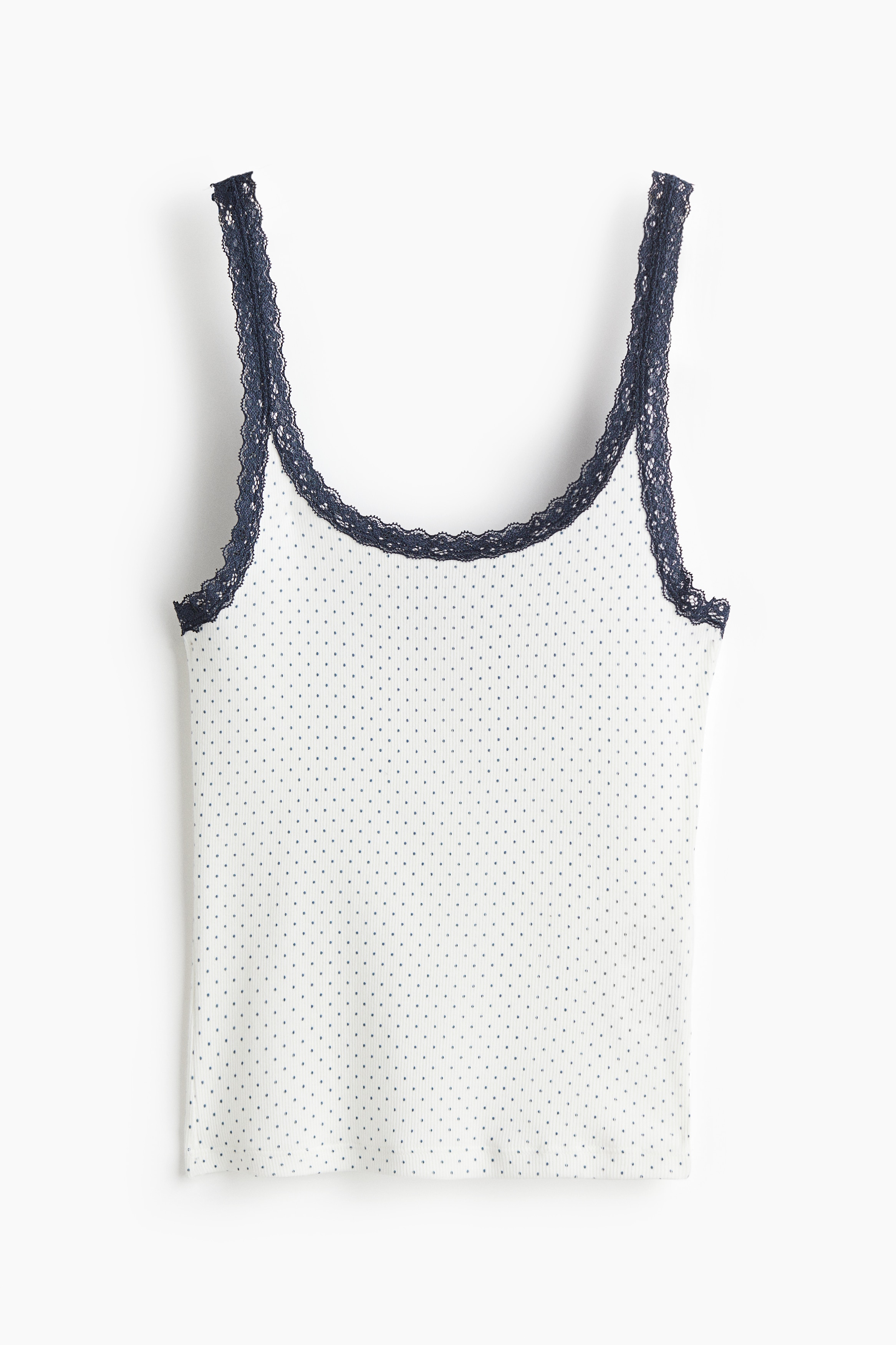Lace-Trimmed Tank Top - White/dotted/Light green/Navy blue/Light blue/Light pink/Dusty rose/White/floral/Black/Gray melange