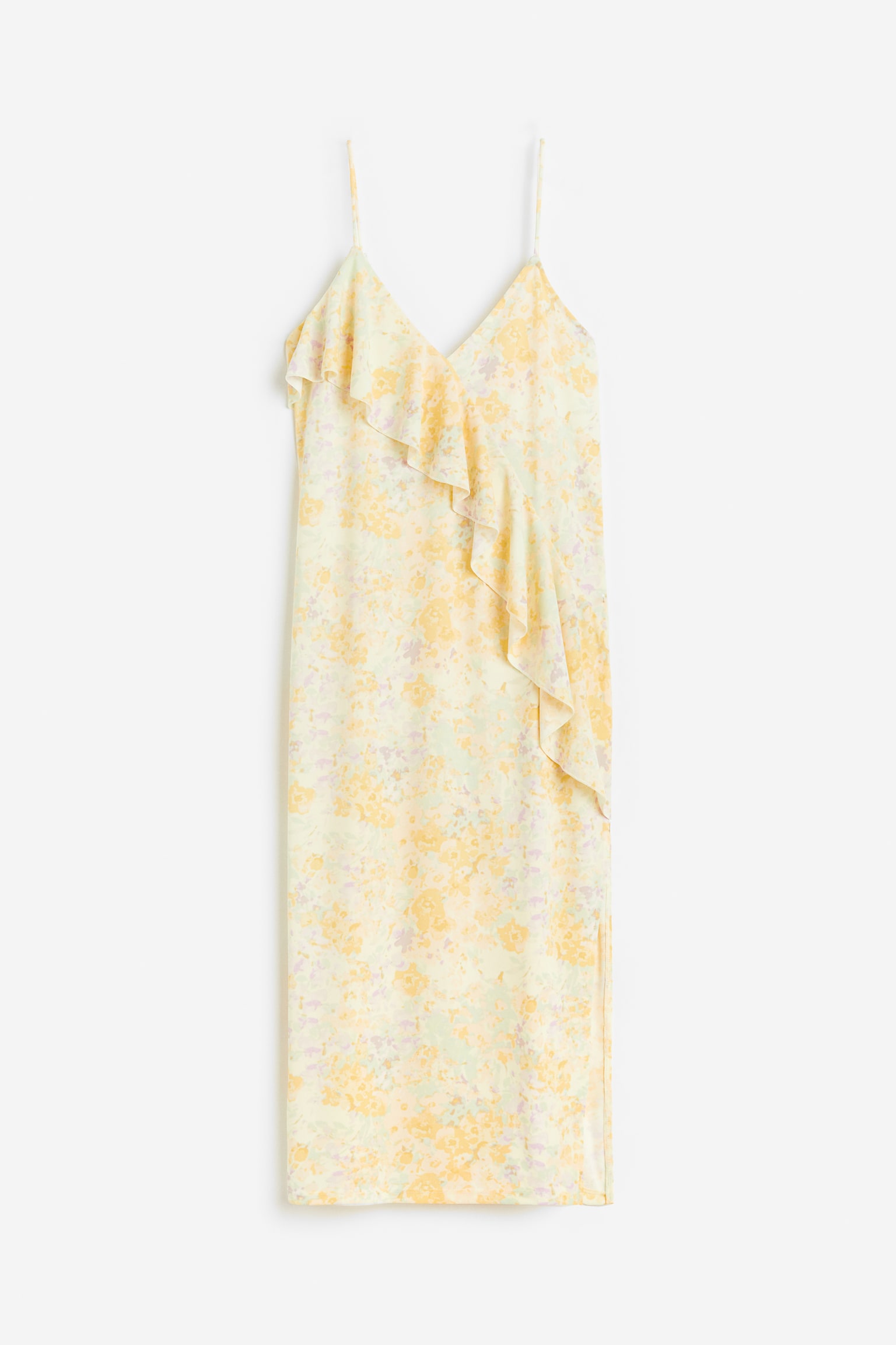 Flounce-detail slip dress - Light yellow/Floral/Black/Blue-grey - 1