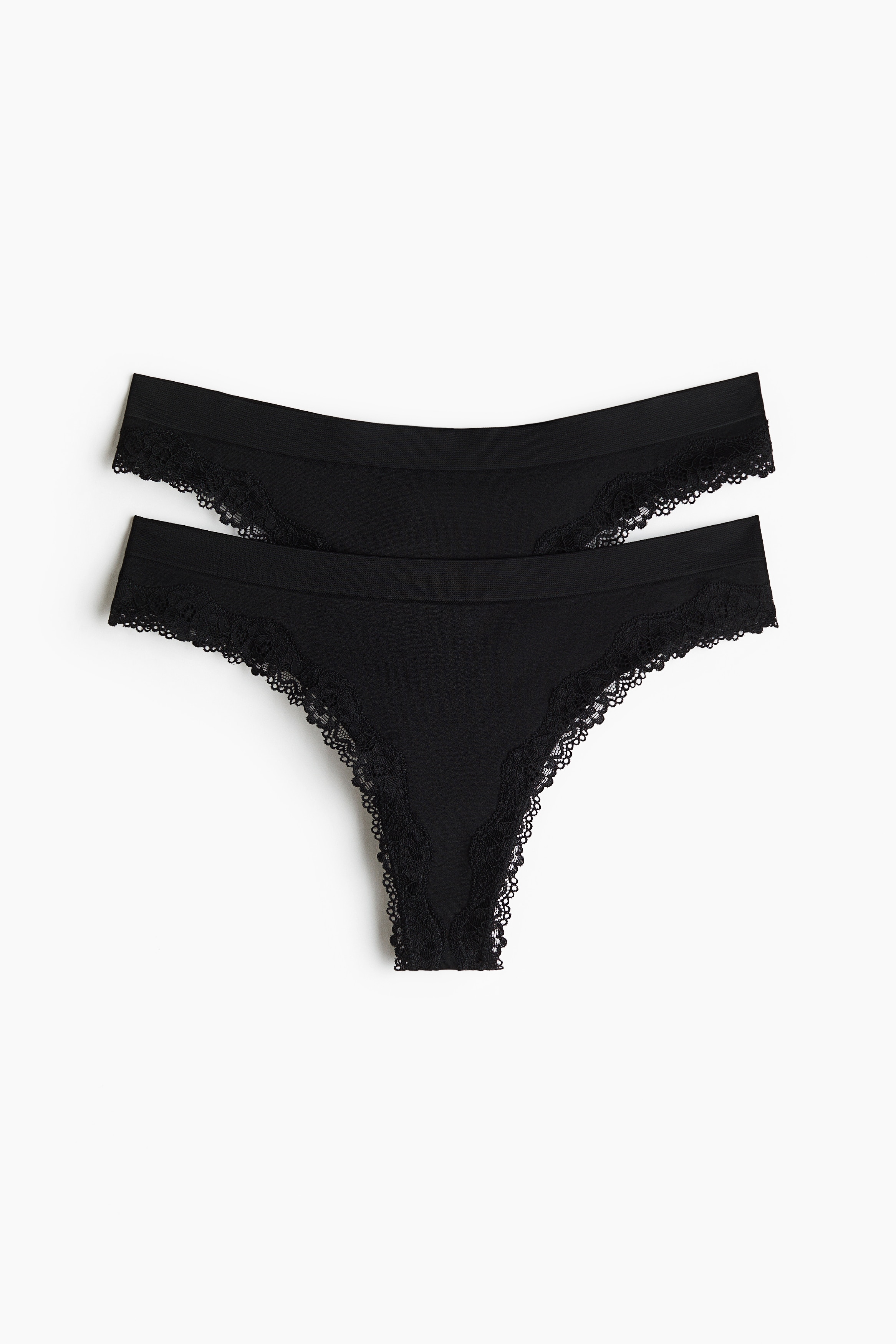 2er-Pack Nahtlose Tangas mit Spitzenbesatz