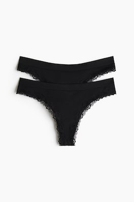 2-pack trosa thong med spetskant Seamless