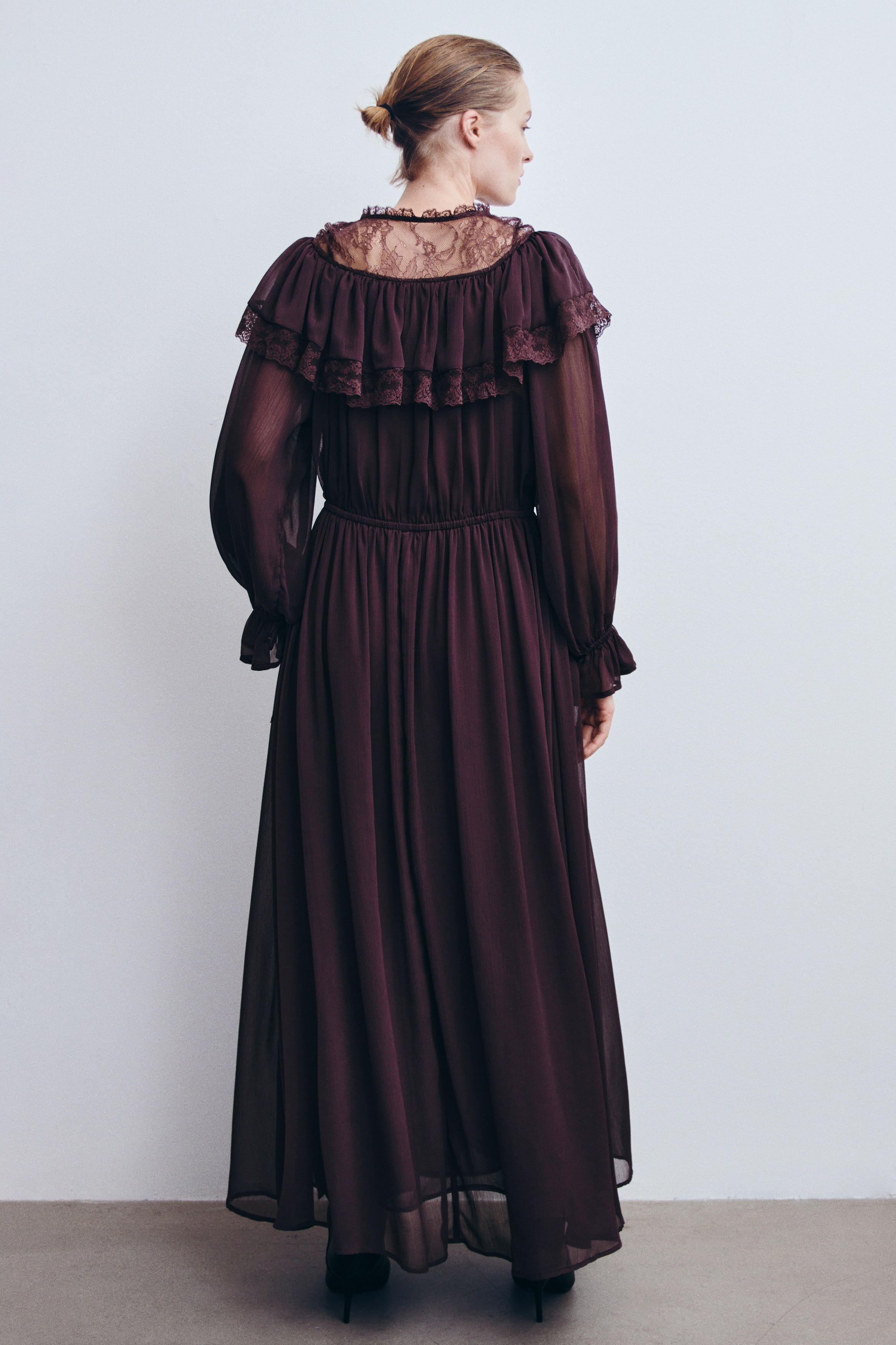 Lace-Detail Chiffon Dress thumbnail 5