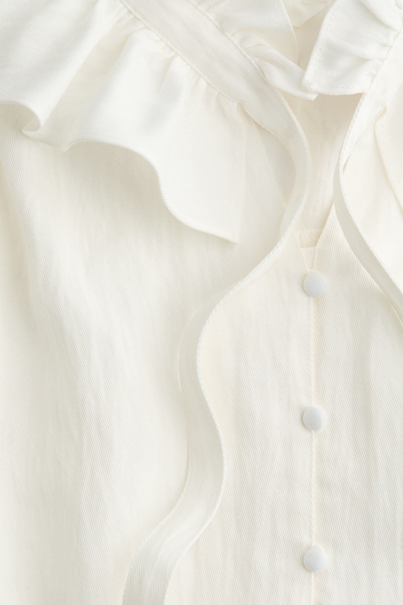 프릴 칼라 블라우스 - 화이트/블랙 - 3