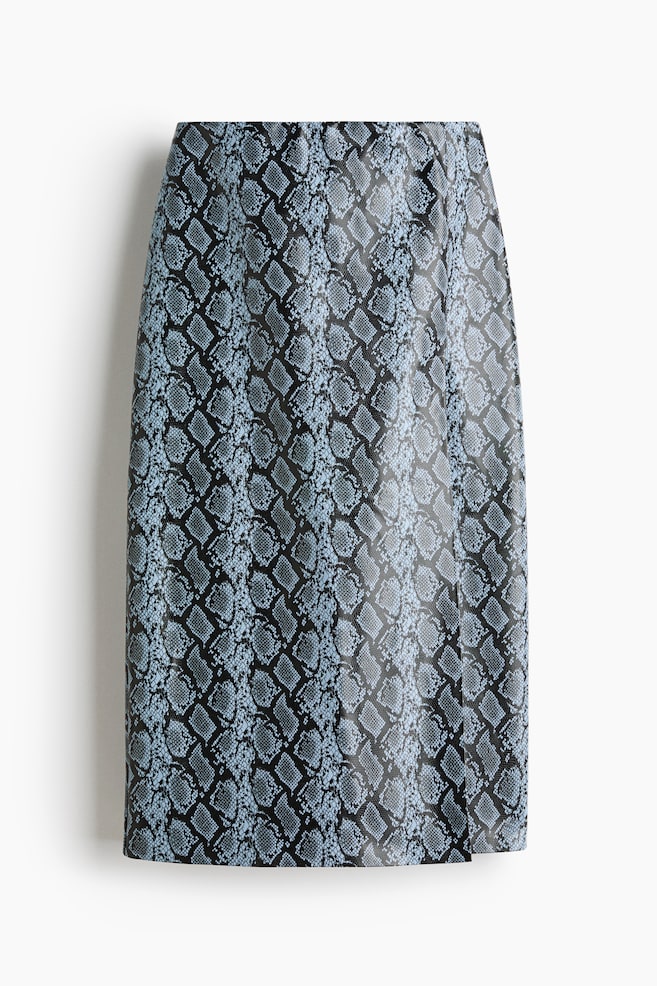 Coated Pencil Skirt - Light blue/snakeskin pattern - 1