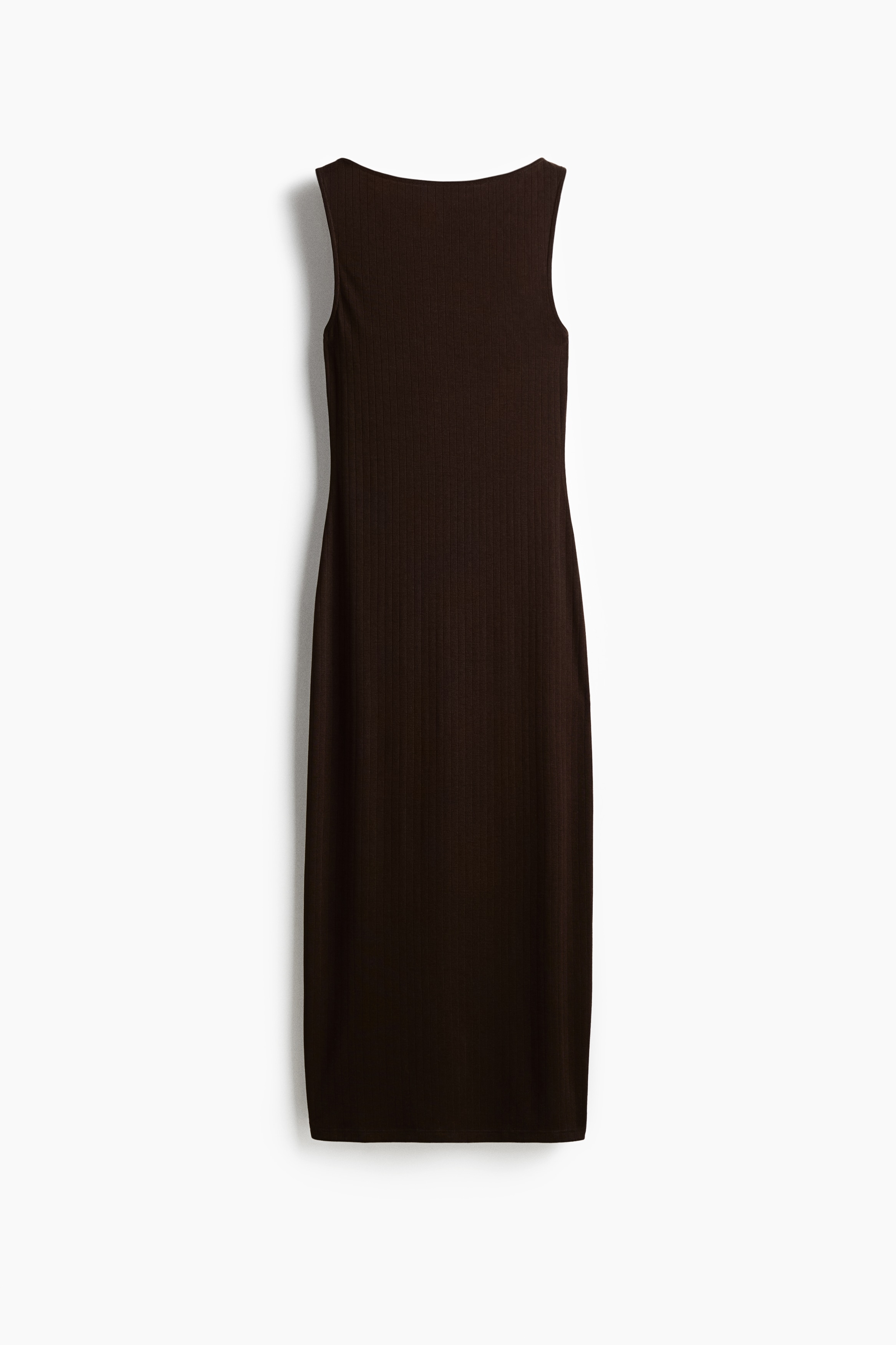 Rochie midi din jerseu reiat - Maro-închis/Negru/dungi albe