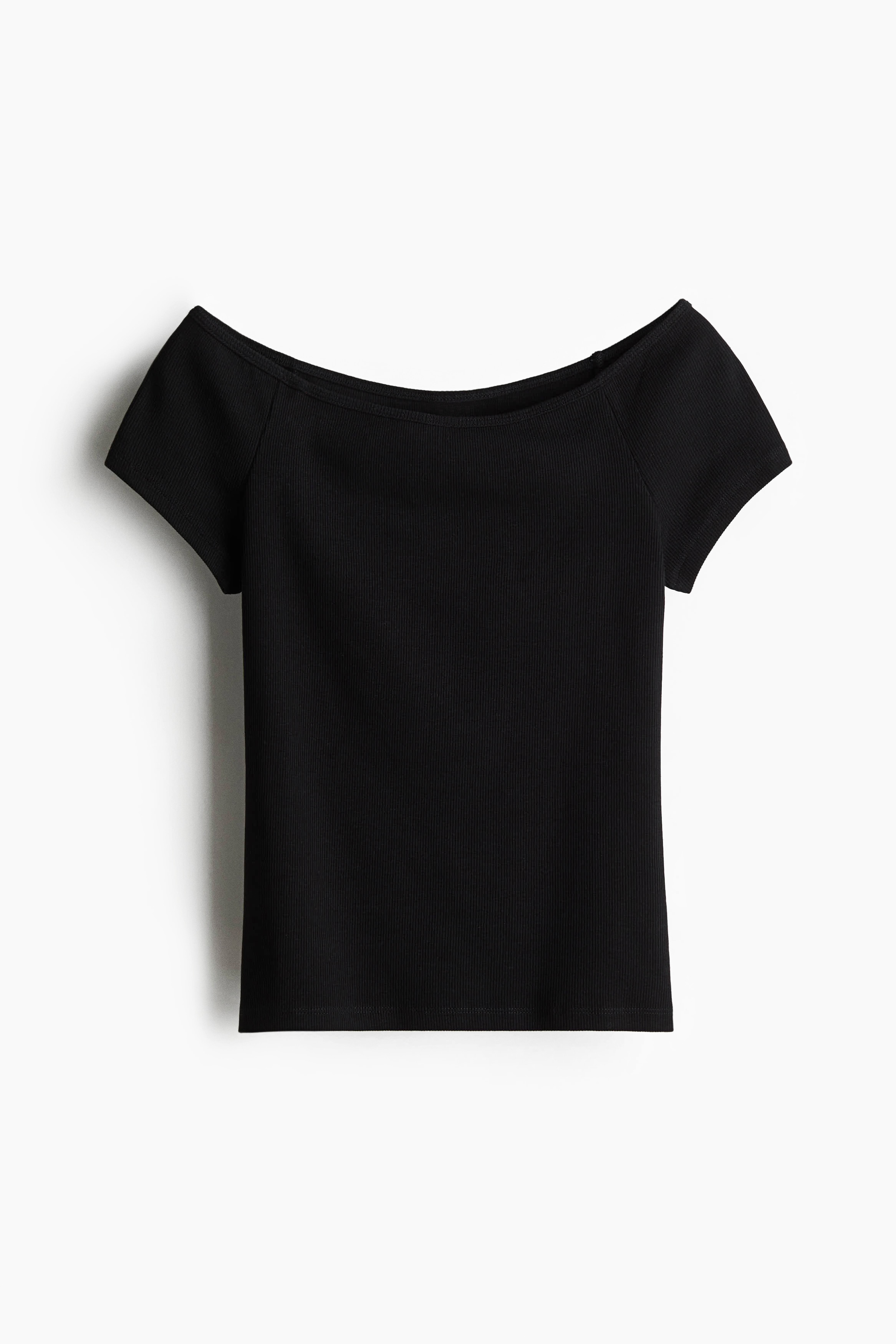 Ribbed off-the-shoulder top - Black/White/Grey marl/Navy blue/Dusty pink