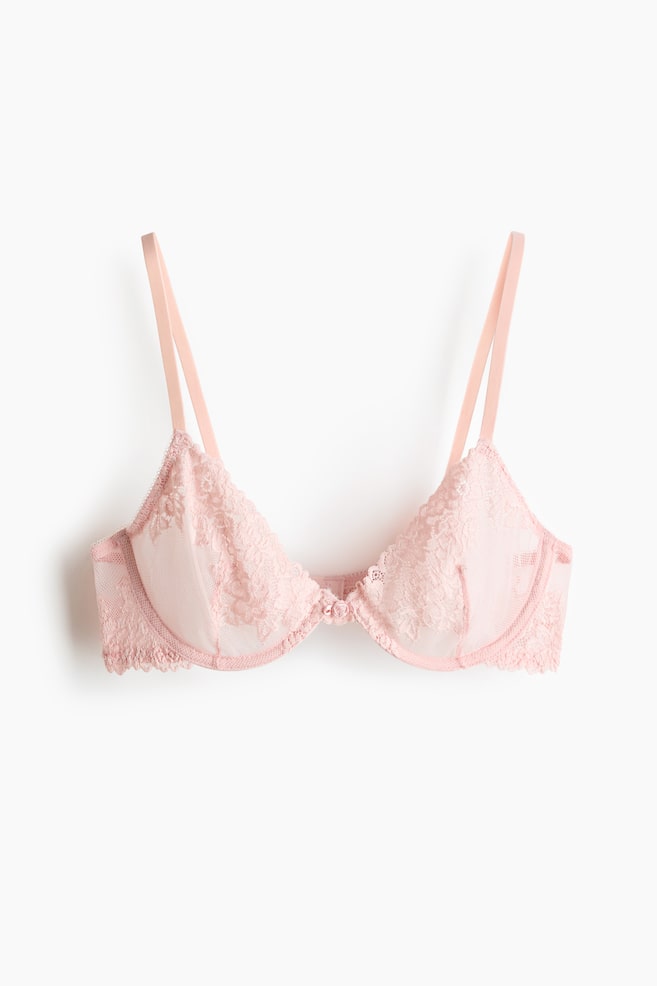 Underwired lace bra - Light pink/Black/Cream - 1