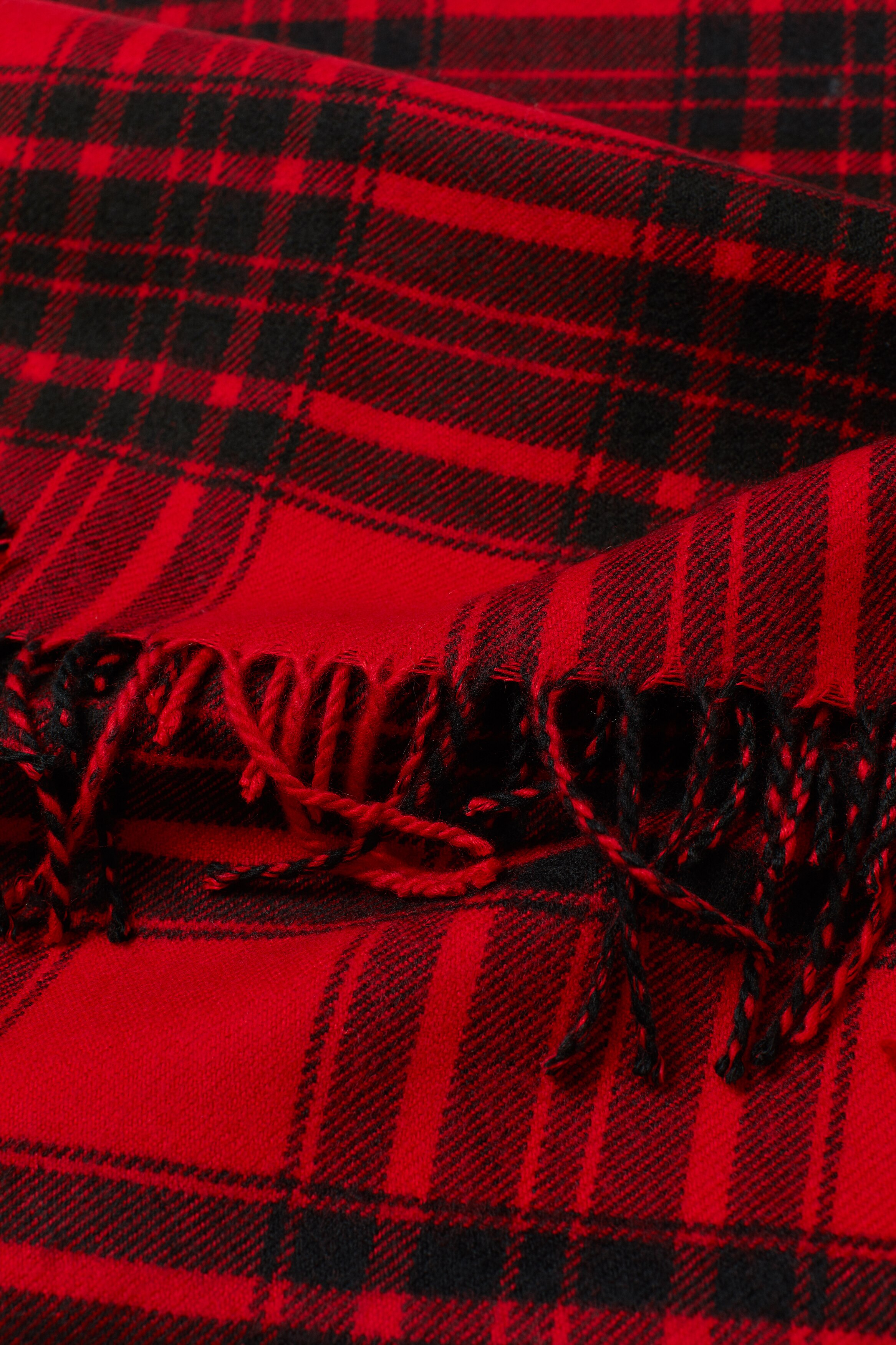 Écharpe Homme 100% Cachemire D'Ecosse - Plaid Carreaux Fond Rouge - Neuf Avec étiquettes