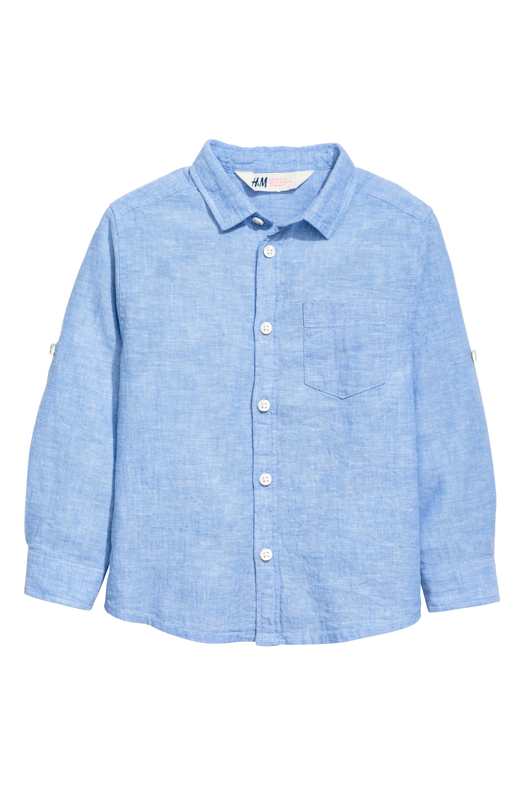 View larger image: Linen-blend shirt - Blue marl - Kids | H&M GB 1