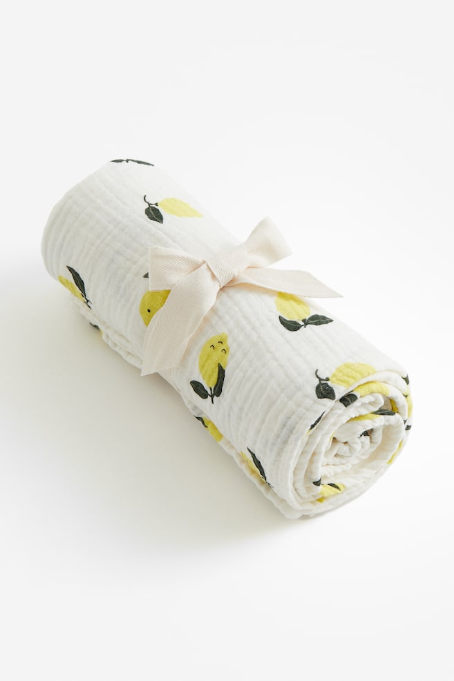 Printed muslin blanket - White/Lemons/White/Rainbows/Powder pink/Floral/Powder pink/Strawberries - 3