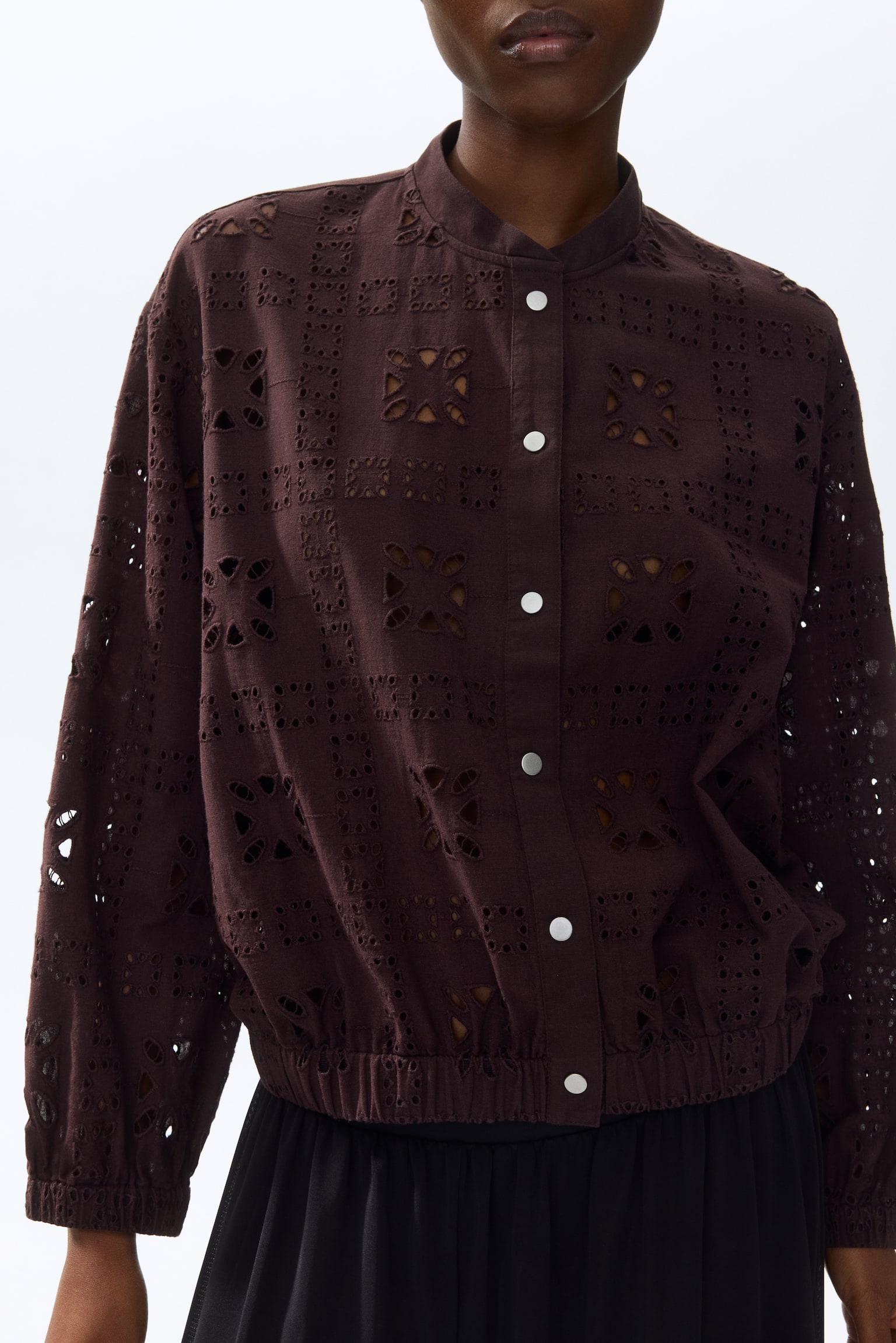 Broderie anglaise bomber jacket - Dark purple - 1