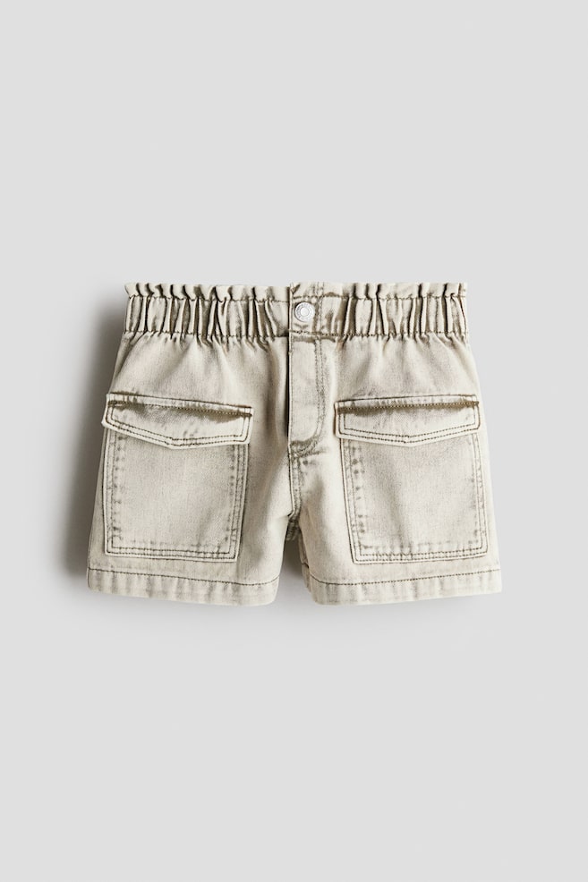 Loose Fit Denim Shorts - Pale denim green/White/floral/Light pink/Light pink - 1