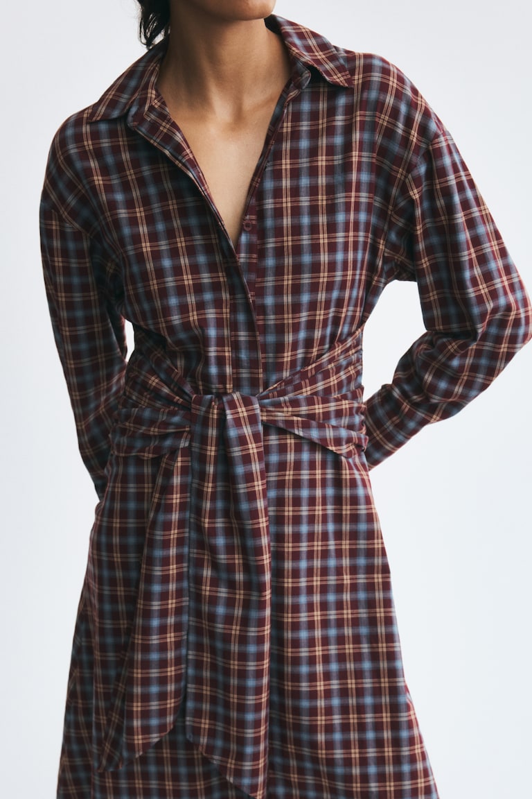 h&m blue plaid dress Women's Dark purple/checked Tie-Detail Shirt Princess Buy Abercrombie & Fitch Fit:Regular Fit 100% Tencel — soft