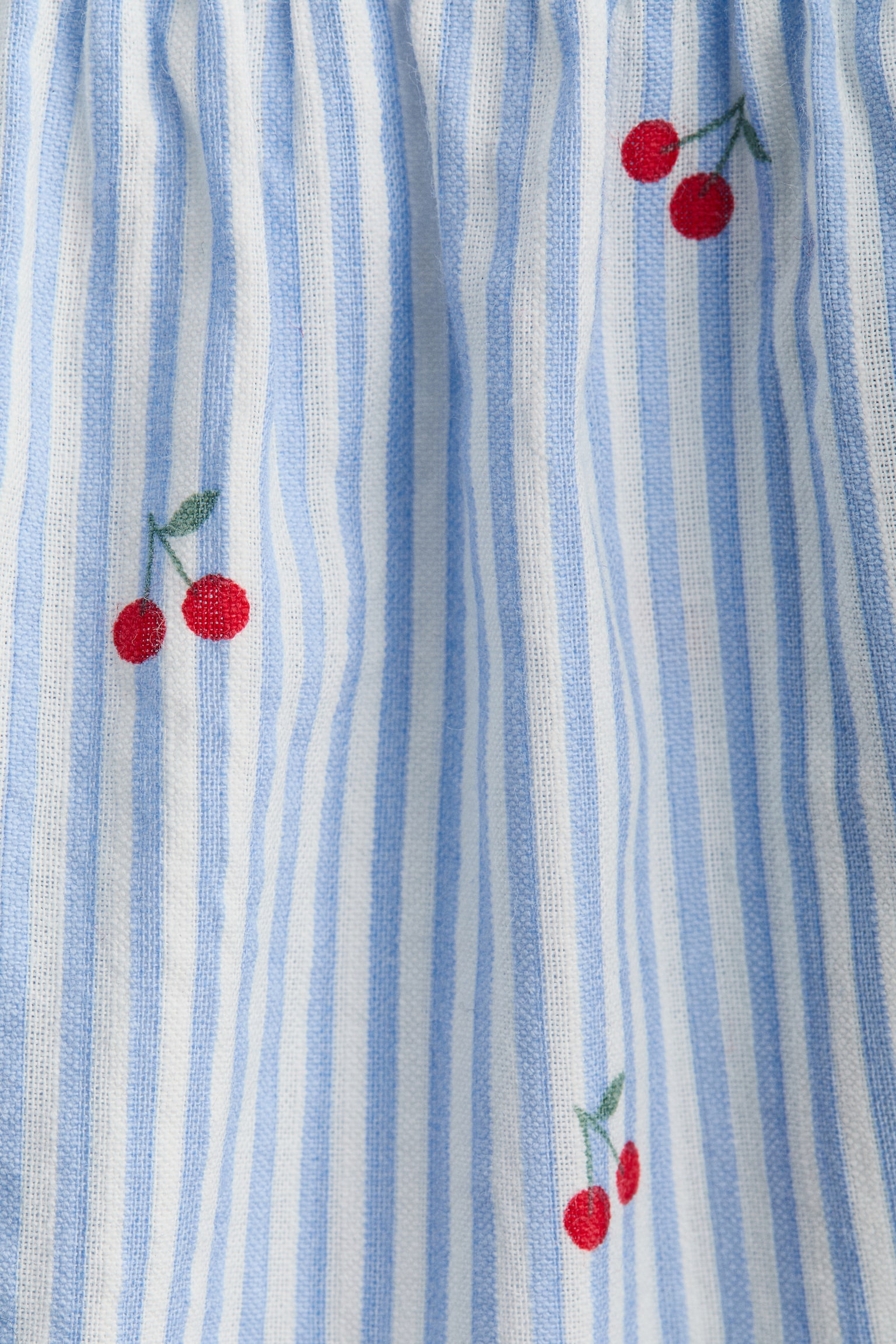 Seersucker peplum blouse - Blue/Cherries - 4