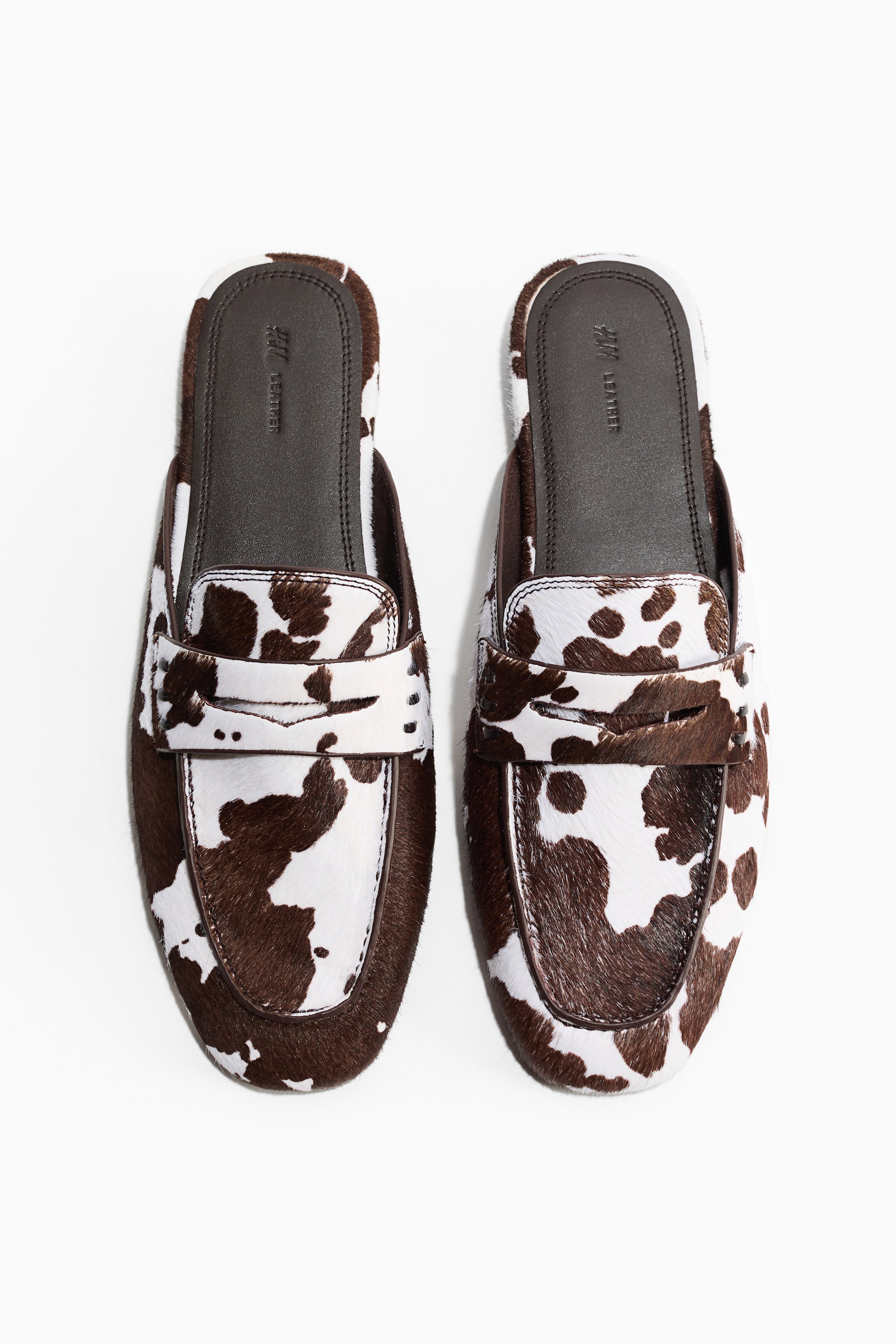 Mules mocassins en cuir