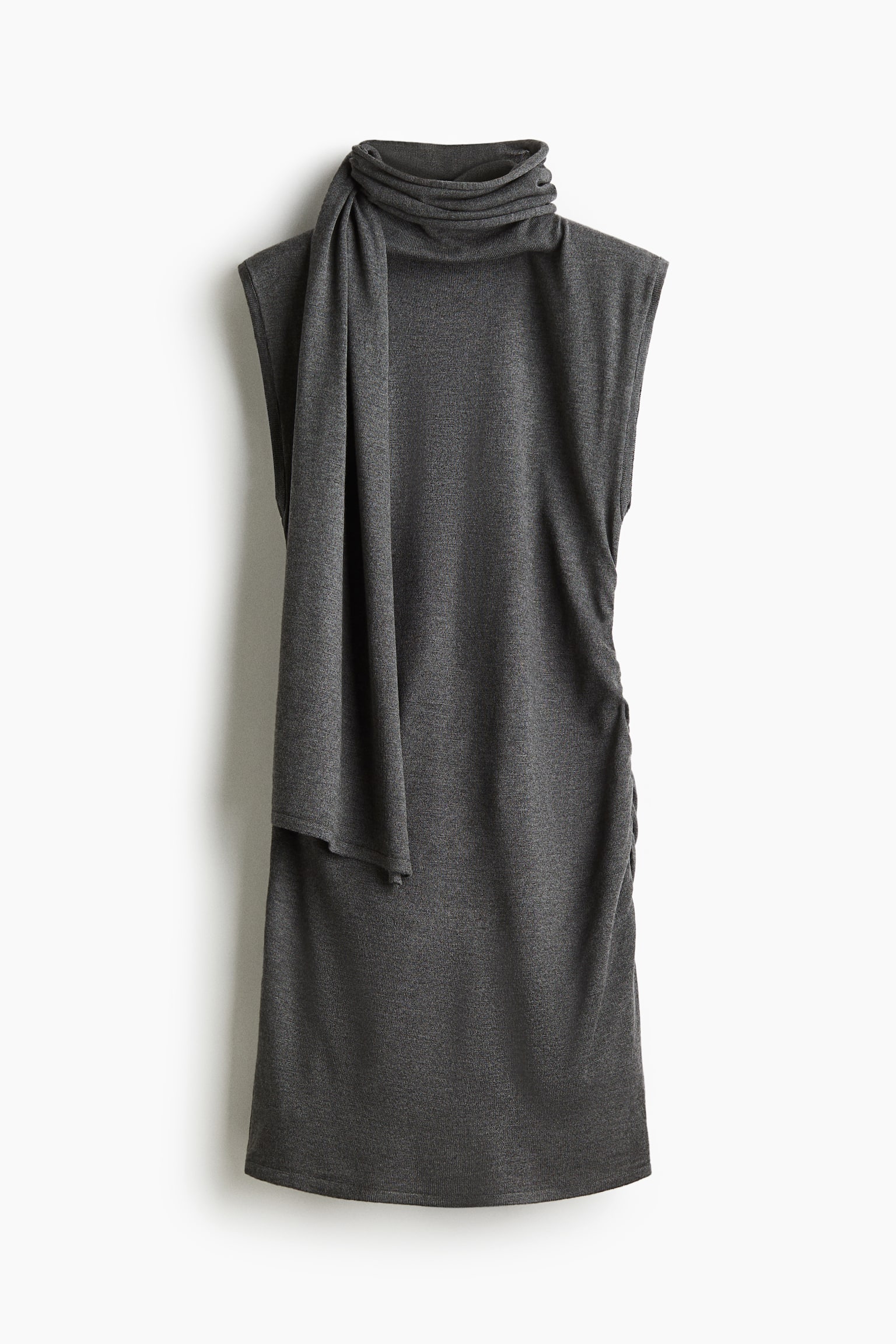 Женское платье H&M Scarf-Collar, цвет: Тёмный серый меланжевый — фото 1