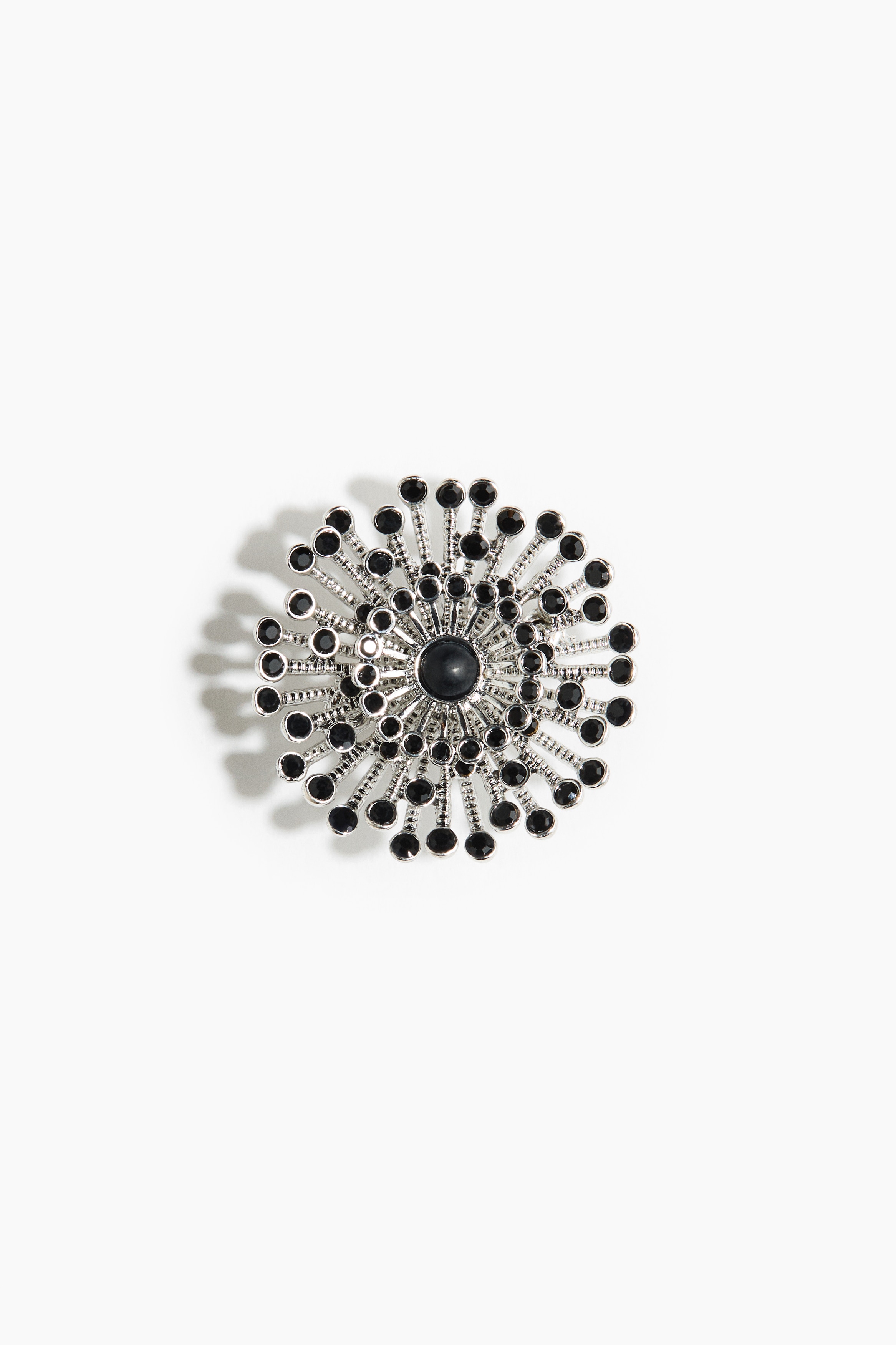 Metal Brooch-Black/Silver colour