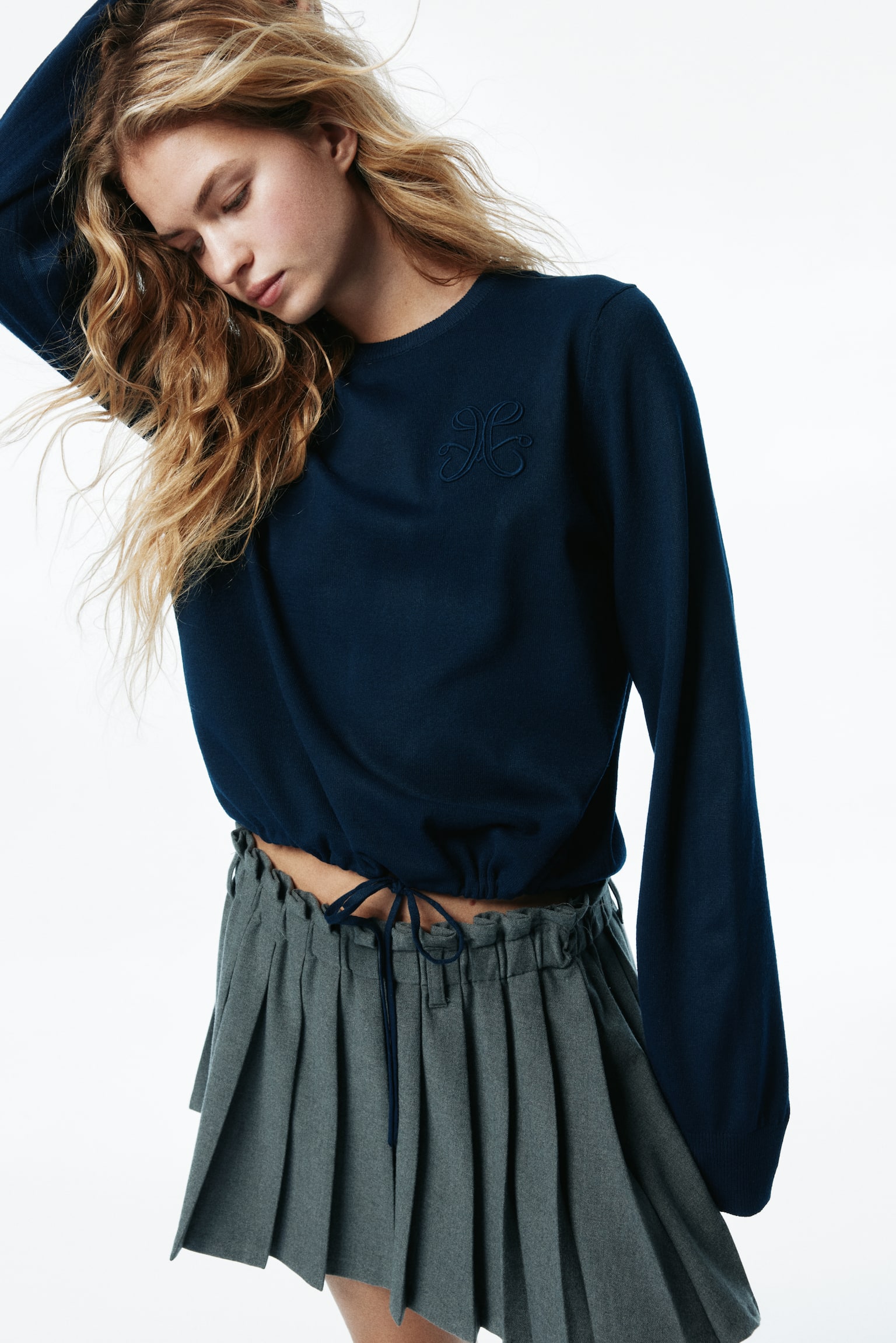Женский свитер H&M Drawstring, цвет: Тёмный синий — фото 2