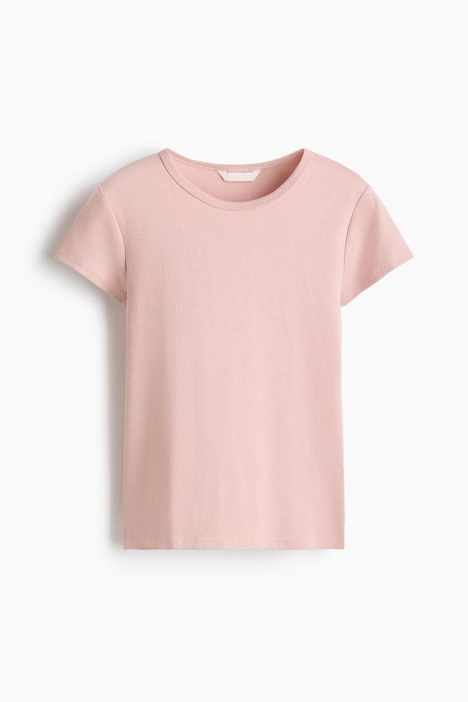 Cotton T-Shirt - Dusty pink/White - 1