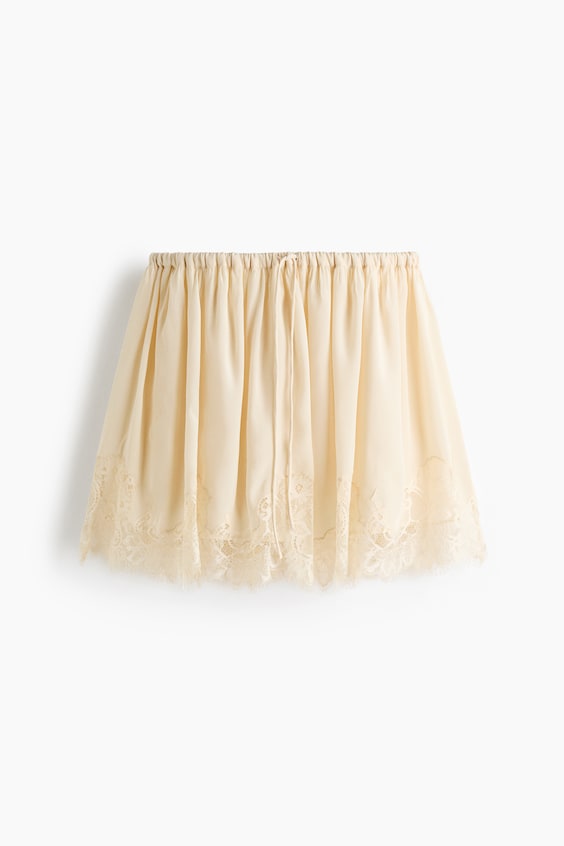 Женские юбки H&M Lace-Trimmed Viscose Mini Skirt