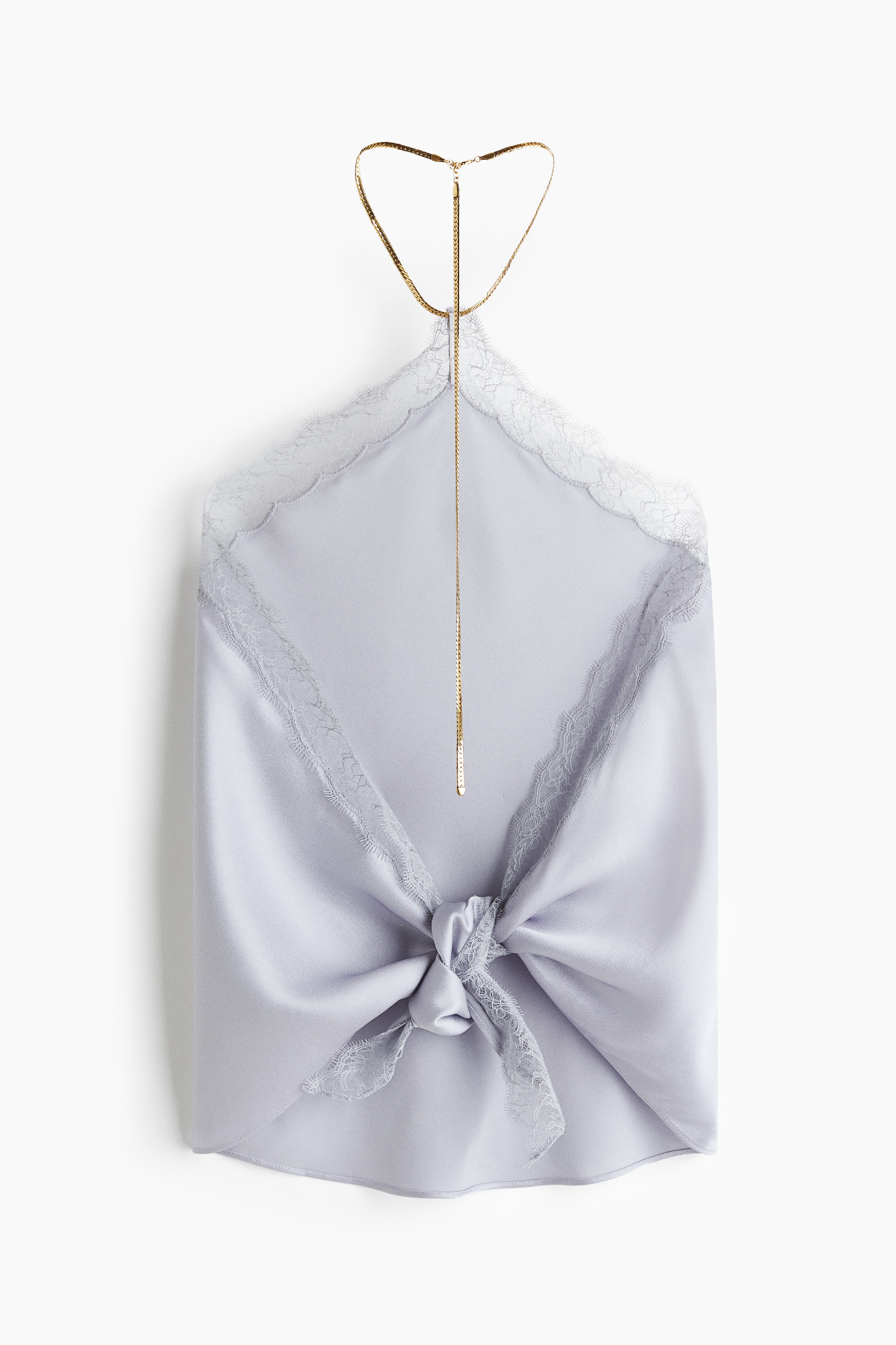 Women's Light dusty blue Lace-Trimmed Halterneck Top | H&M US