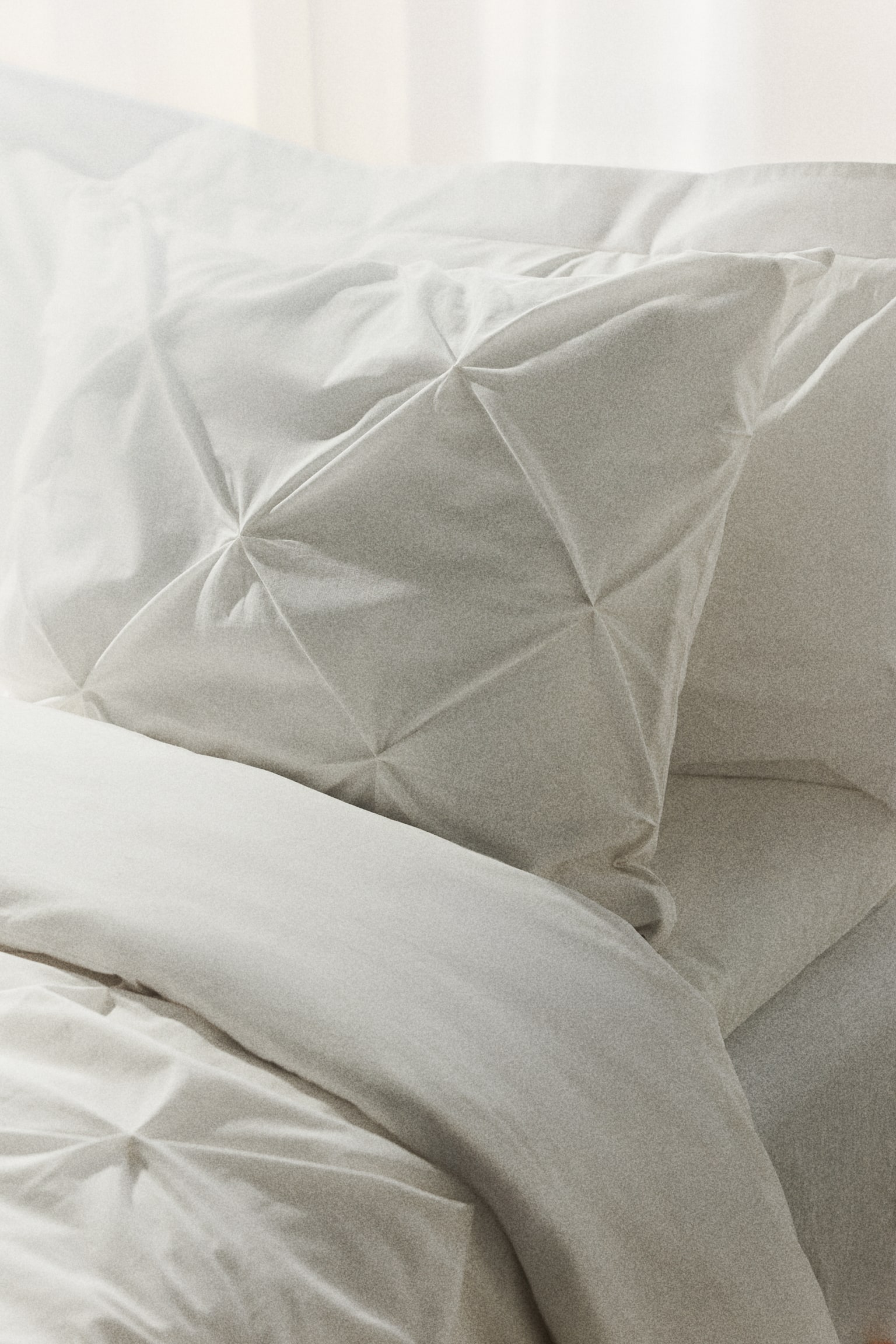 Pintucked single duvet cover set - White - 2