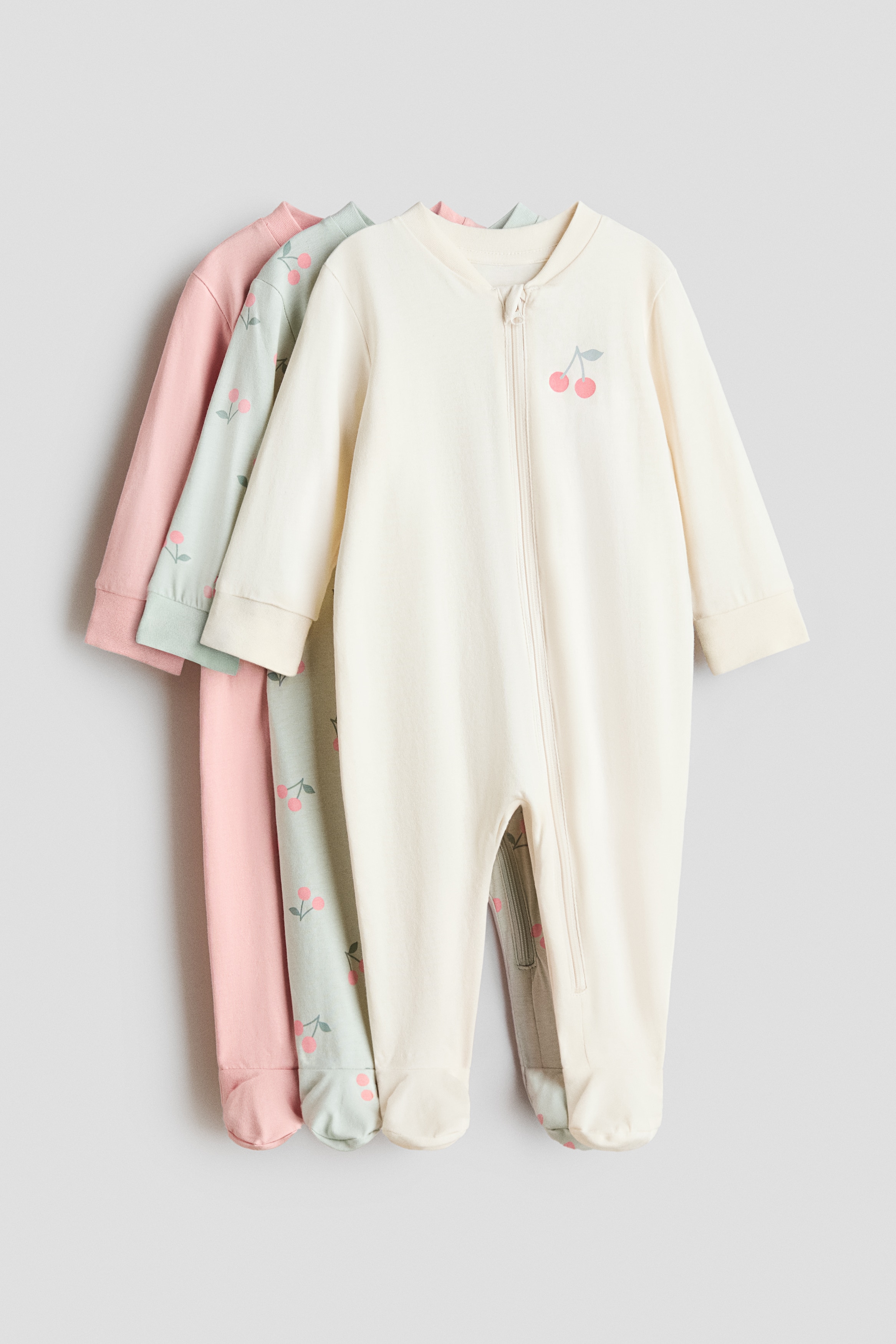 H & M - 3er-Pack Schlafanzüge mit Reißverschluss - Rosa - Kinder