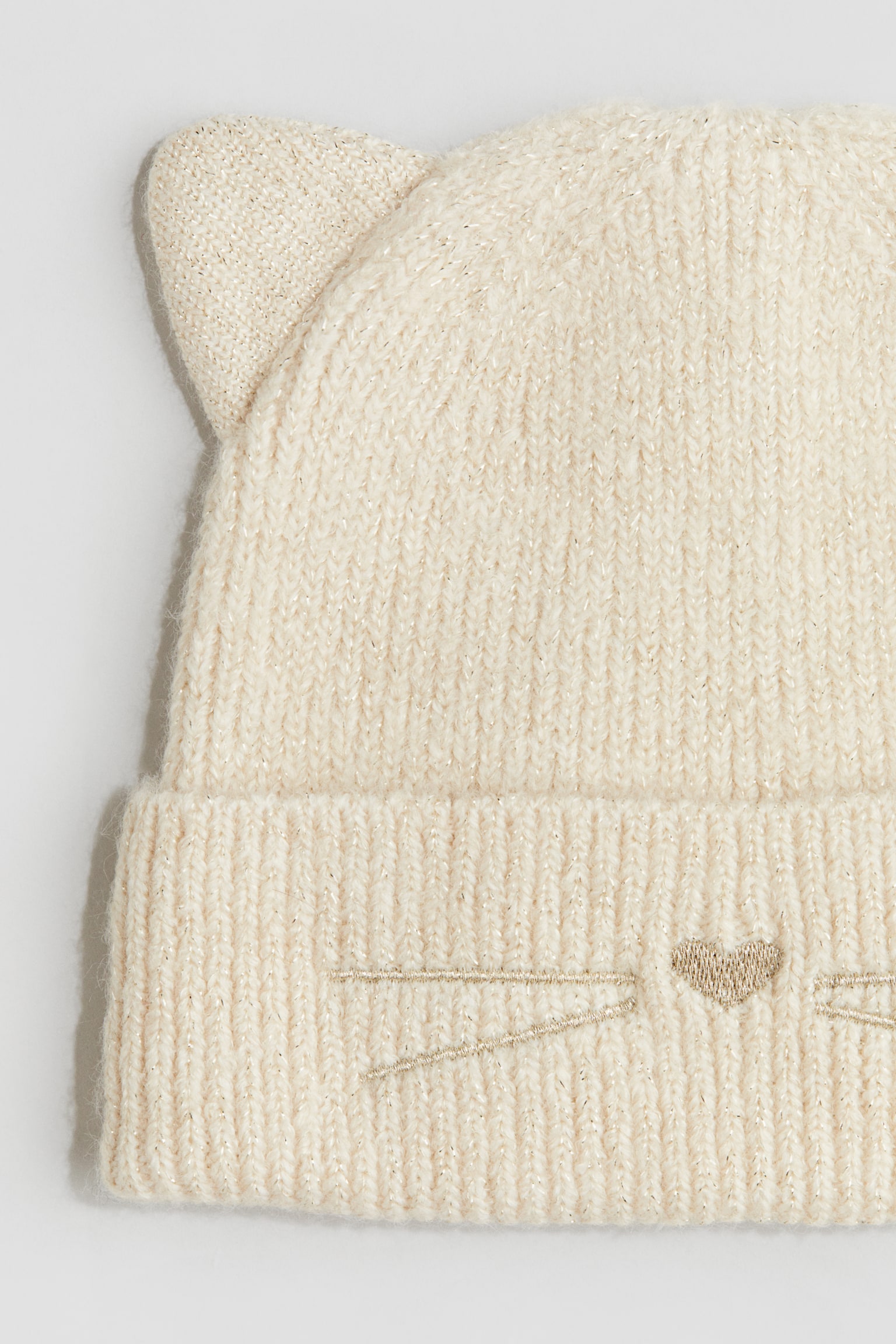 Ear-detail beanie - Cream/Black/Light dusty pink - 2