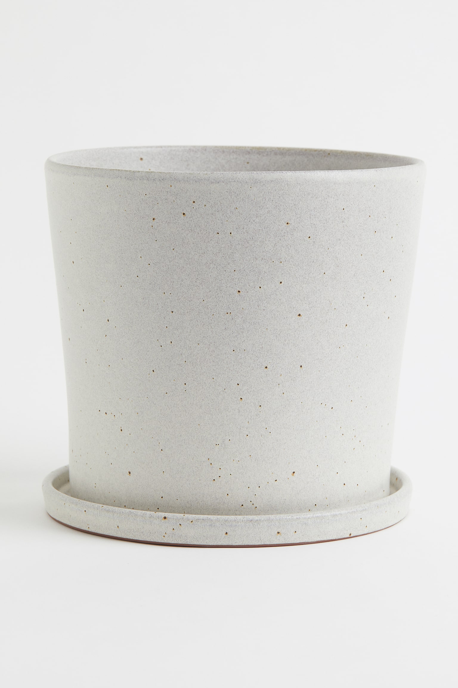 Large plant pot and saucer - White/Speckled